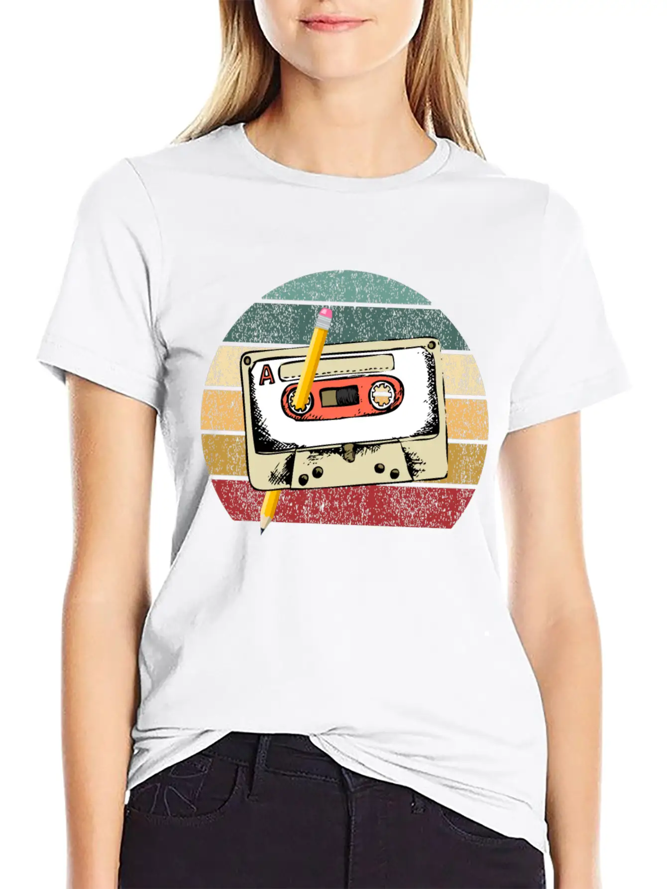 80's Cassette Tape 1990s Pencil Winding Cassette Modern Fit Casual T-Shirt – Clean And Versatile Design