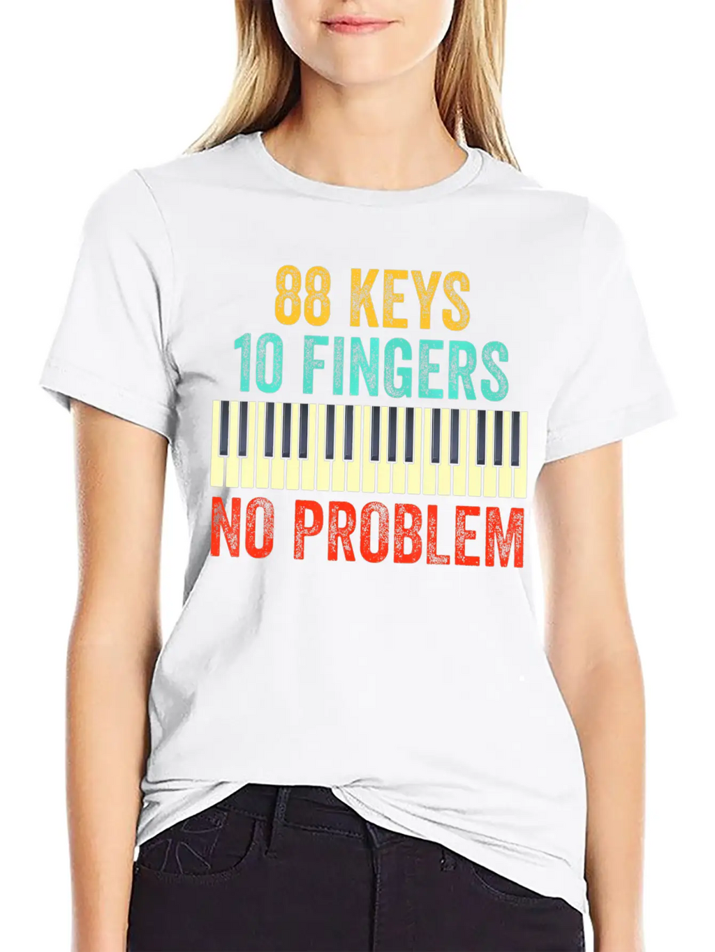 88 Keys Keyboard Piano Player Kids Piano Lover Classic Crew Neck Graphic Tee – Everyday Minimal Look