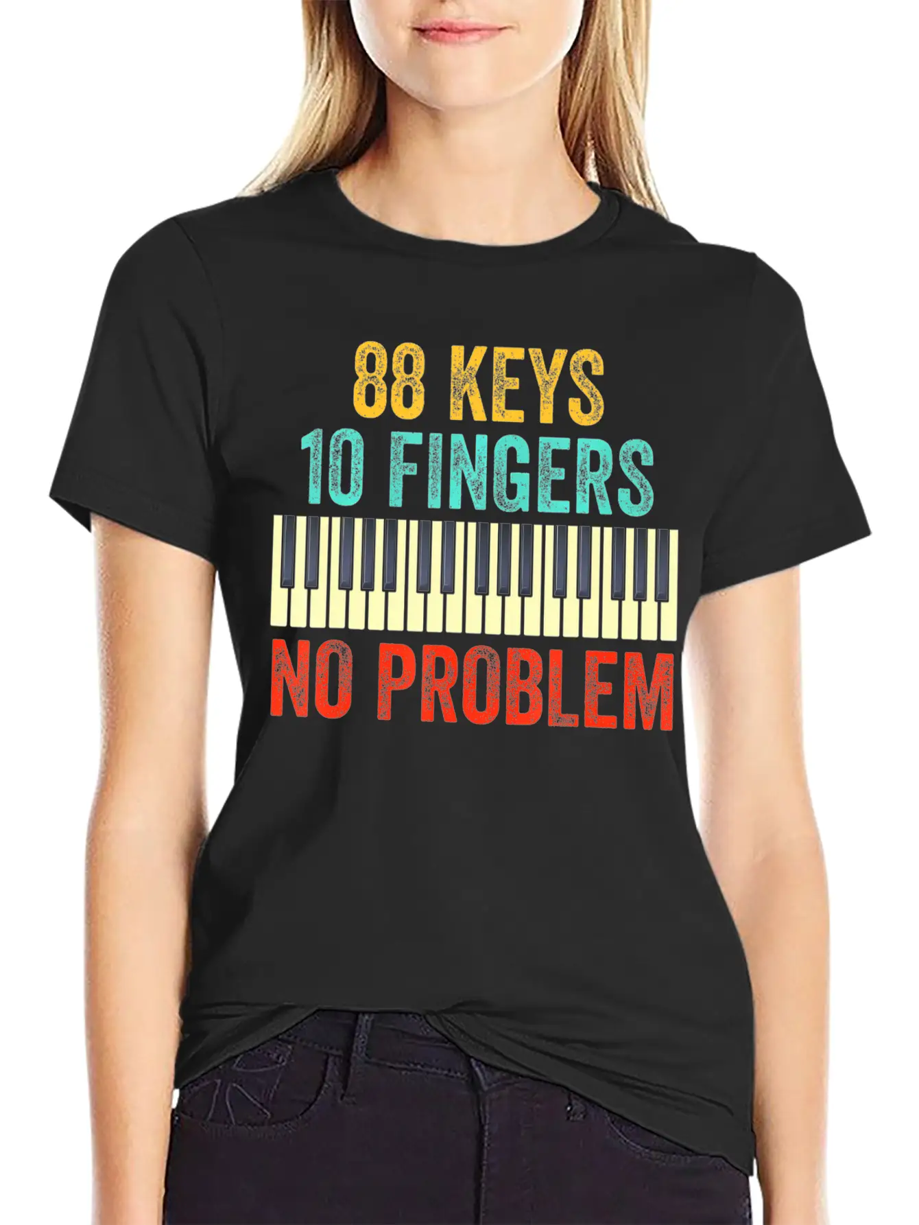 88 Keys Keyboard Piano Player Kids Piano Lover Classic Crew Neck Graphic Tee – Everyday Minimal Look