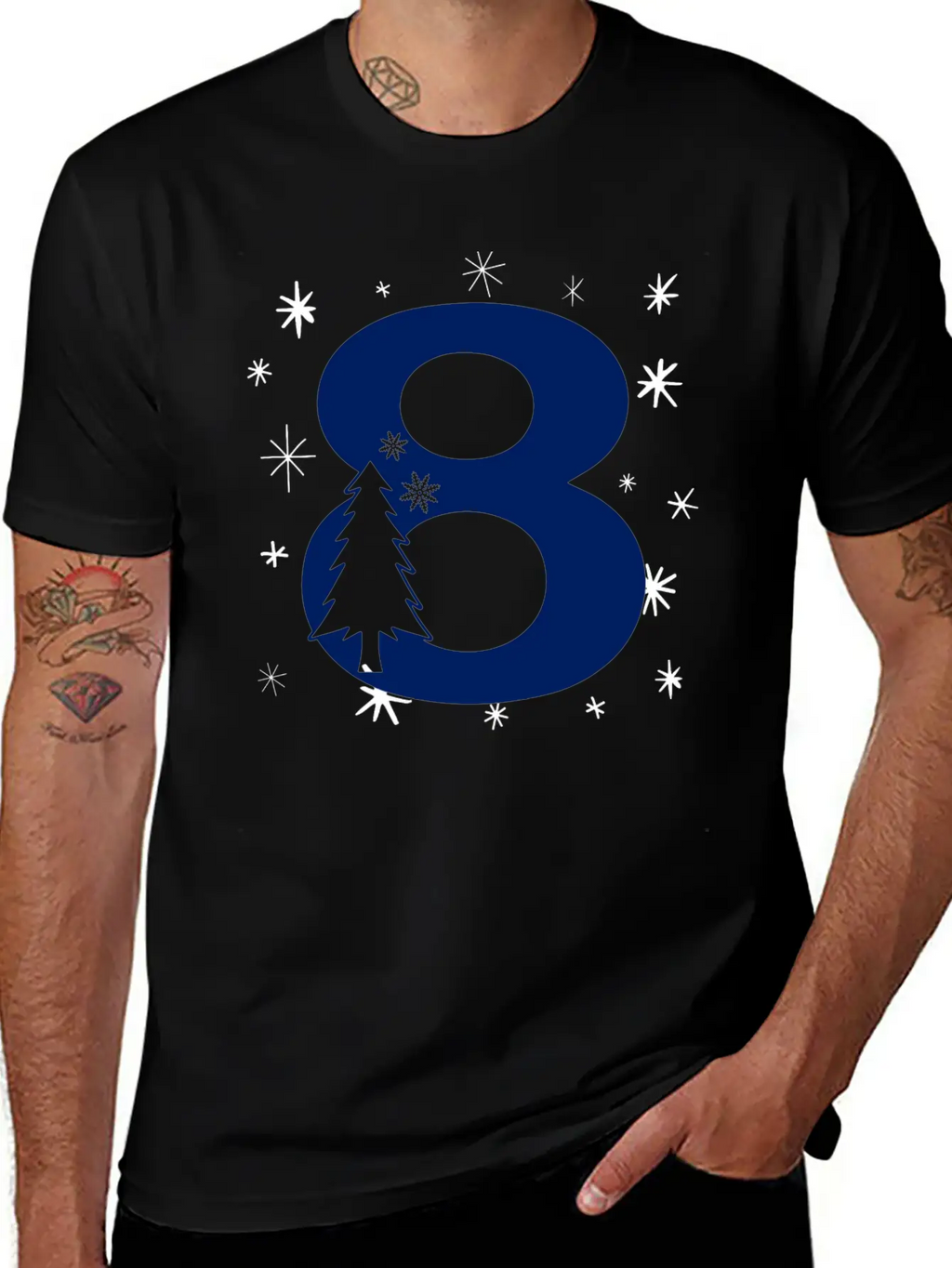 8th Winter Birthday Party - Christmas Number Eight Timeless Short Sleeve Tee – Comfy And Minimalist Design