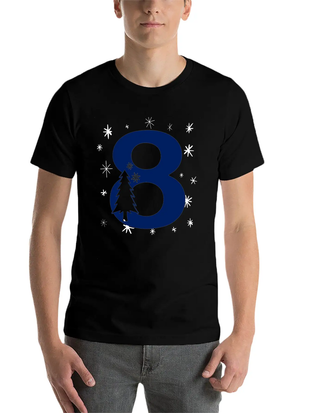 8th Winter Birthday Party - Christmas Number Eight Timeless Short Sleeve Tee – Comfy And Minimalist Design