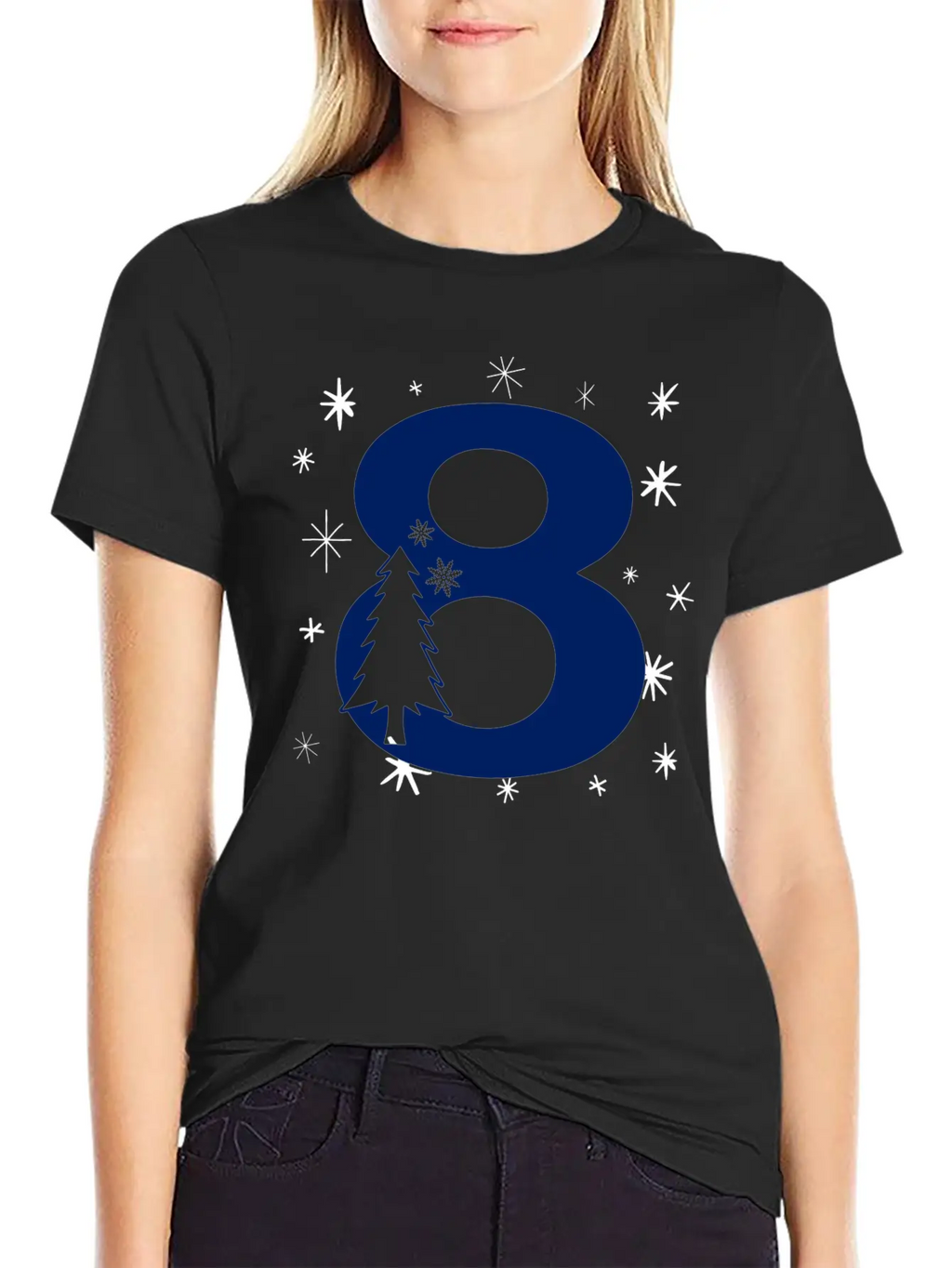 8th Winter Birthday Party - Christmas Number Eight Timeless Short Sleeve Tee – Comfy And Minimalist Design
