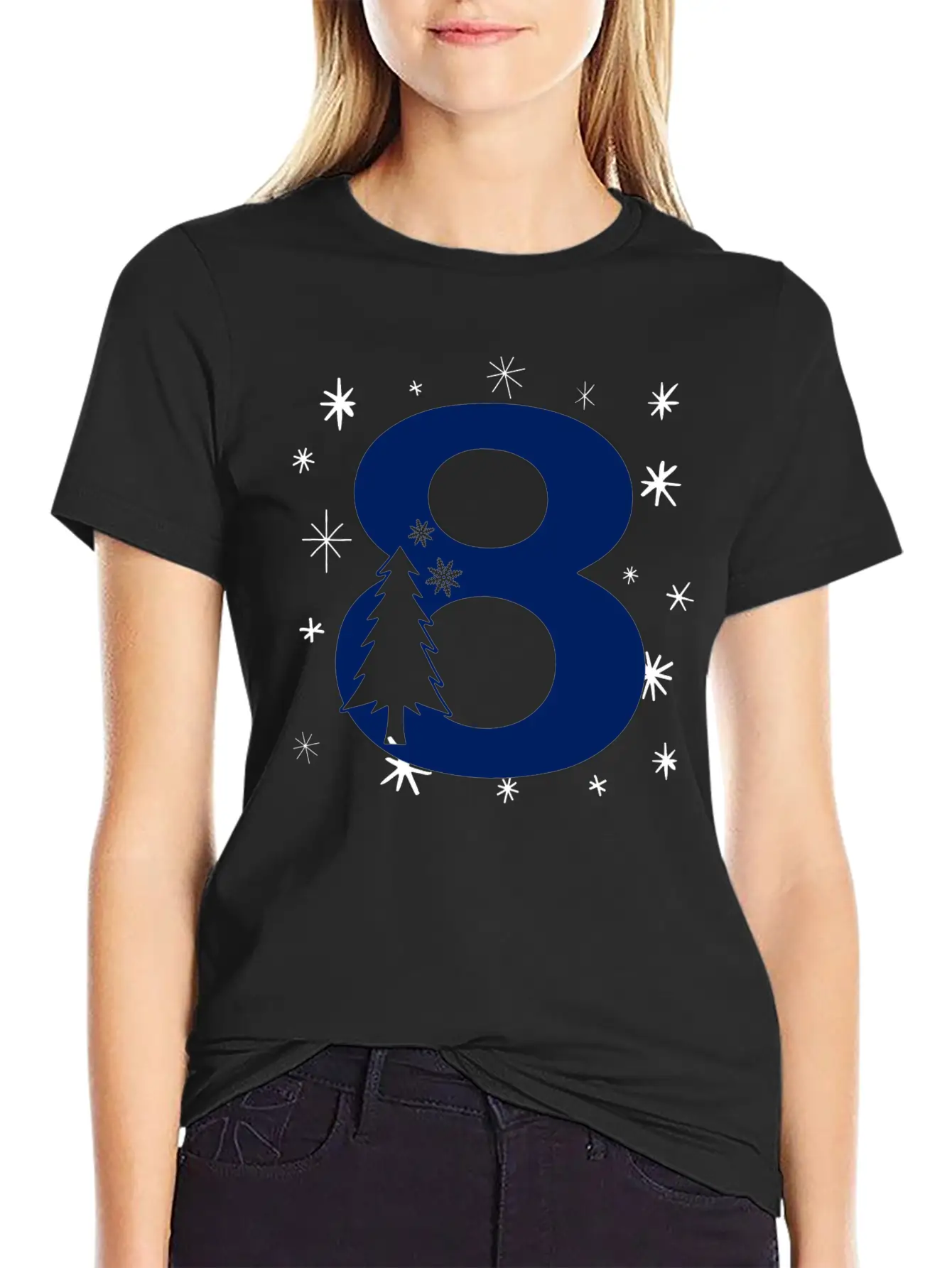 8th Winter Birthday Party - Christmas Number Eight Timeless Short Sleeve Tee – Comfy And Minimalist Design