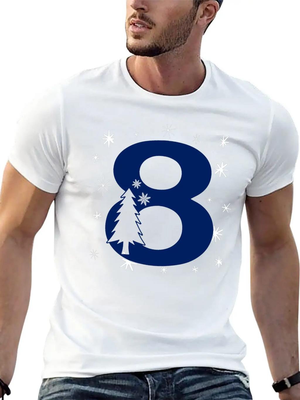 8th Winter Birthday Party - Christmas Number Eight Timeless Short Sleeve Tee – Comfy And Minimalist Design