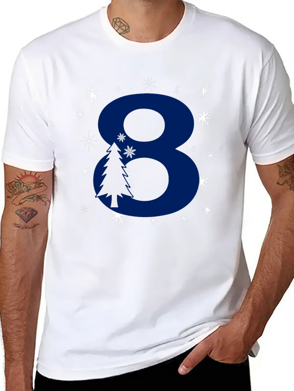 8th Winter Birthday Party - Christmas Number Eight Timeless Short Sleeve Tee – Comfy And Minimalist Design