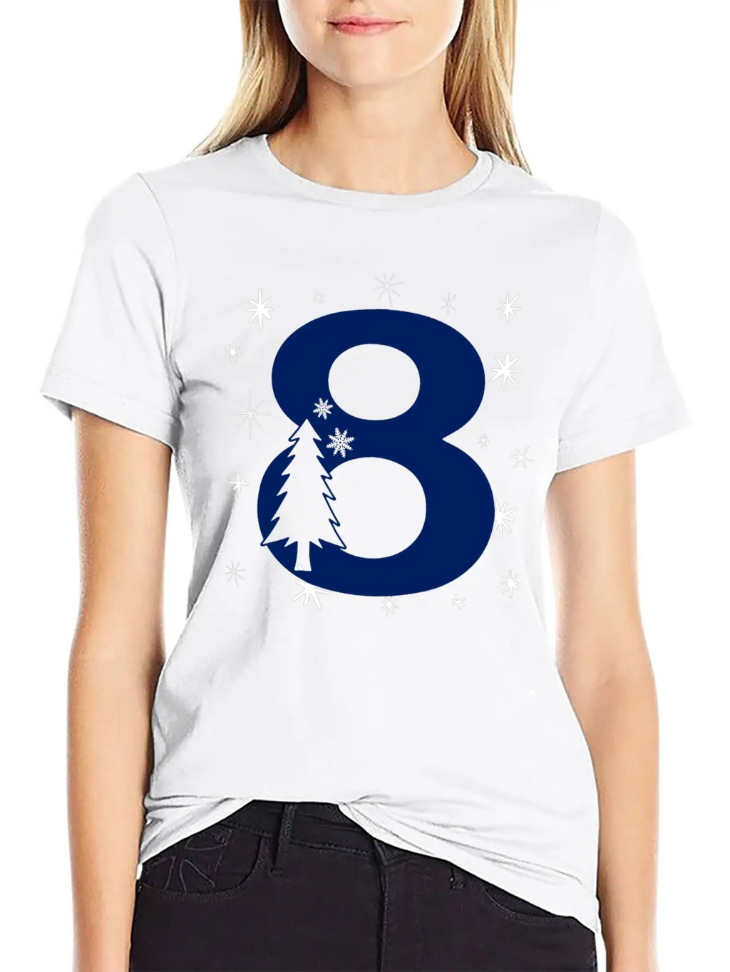 8th Winter Birthday Party - Christmas Number Eight Timeless Short Sleeve Tee – Comfy And Minimalist Design
