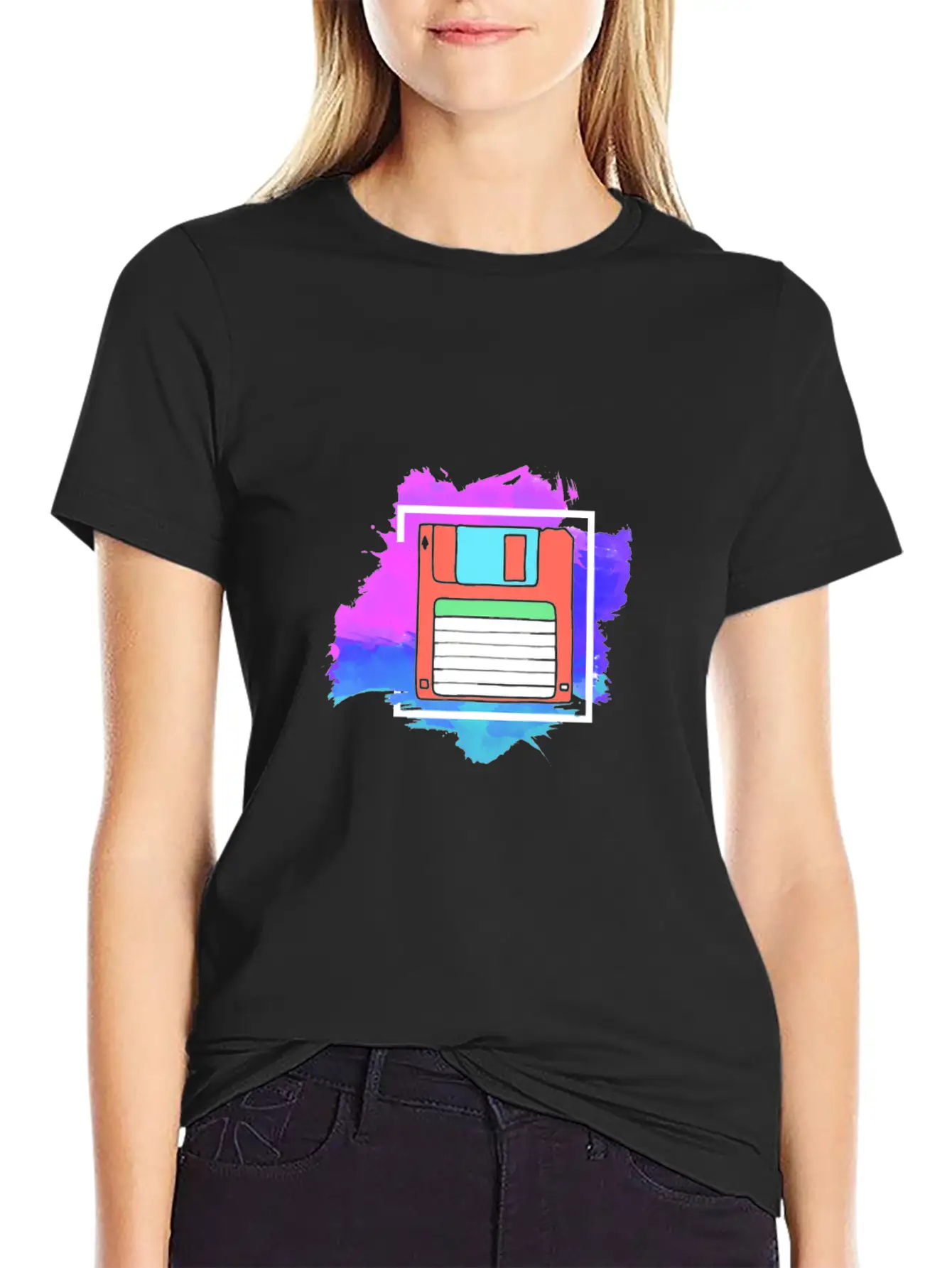 90s Neon Rubic Cube Cassette Tape Essential Unisex Summer Tee – Soft Cotton Casual Fit