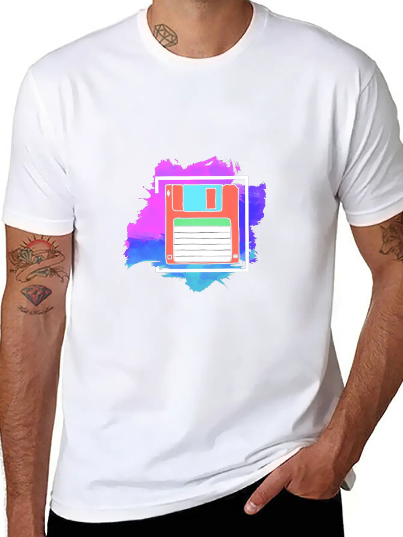 90s Neon Rubic Cube Cassette Tape Essential Unisex Summer Tee – Soft Cotton Casual Fit