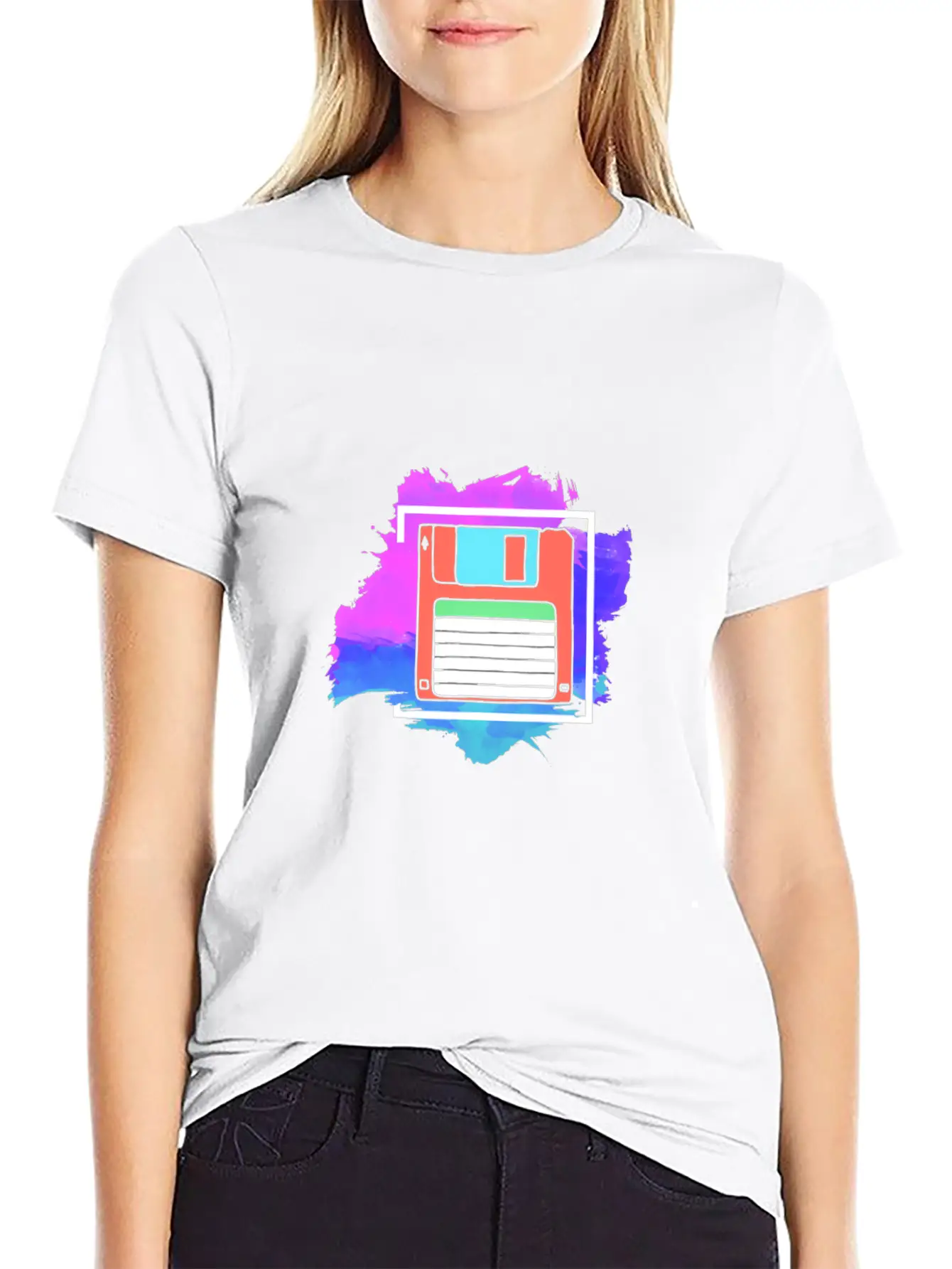 90s Neon Rubic Cube Cassette Tape Essential Unisex Summer Tee – Soft Cotton Casual Fit