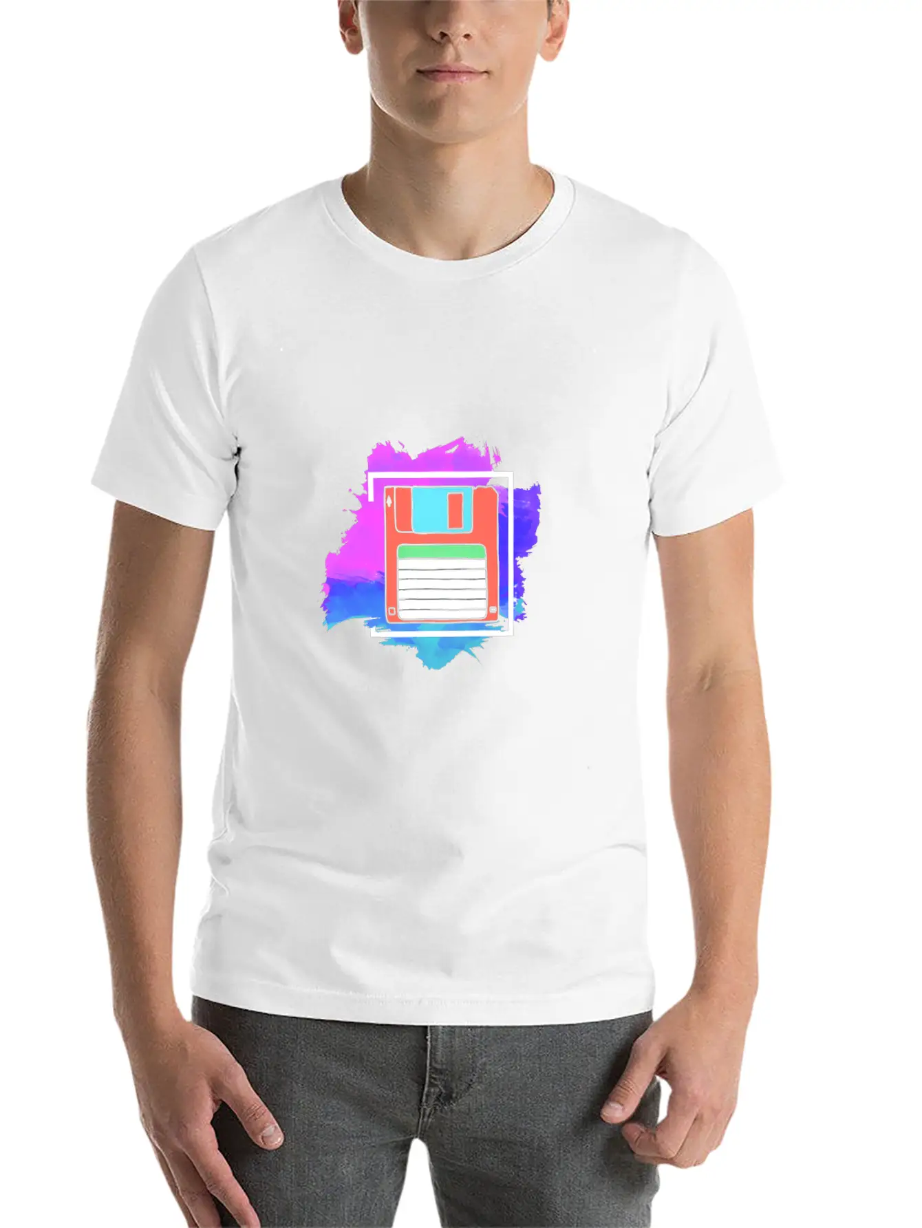 90s Neon Rubic Cube Cassette Tape Essential Unisex Summer Tee – Soft Cotton Casual Fit