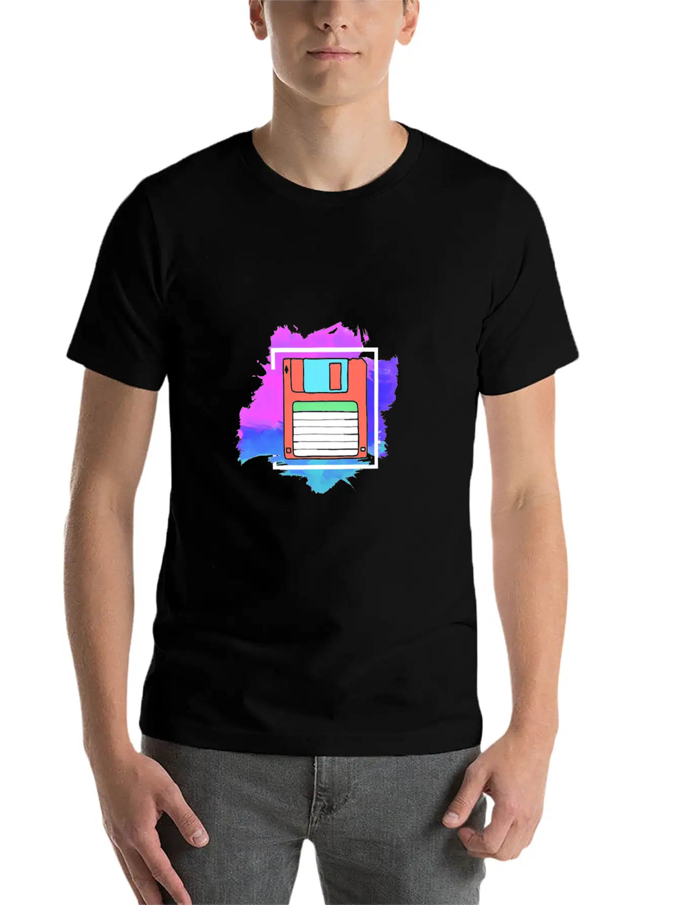 90s Neon Rubic Cube Cassette Tape Essential Unisex Summer Tee – Soft Cotton Casual Fit