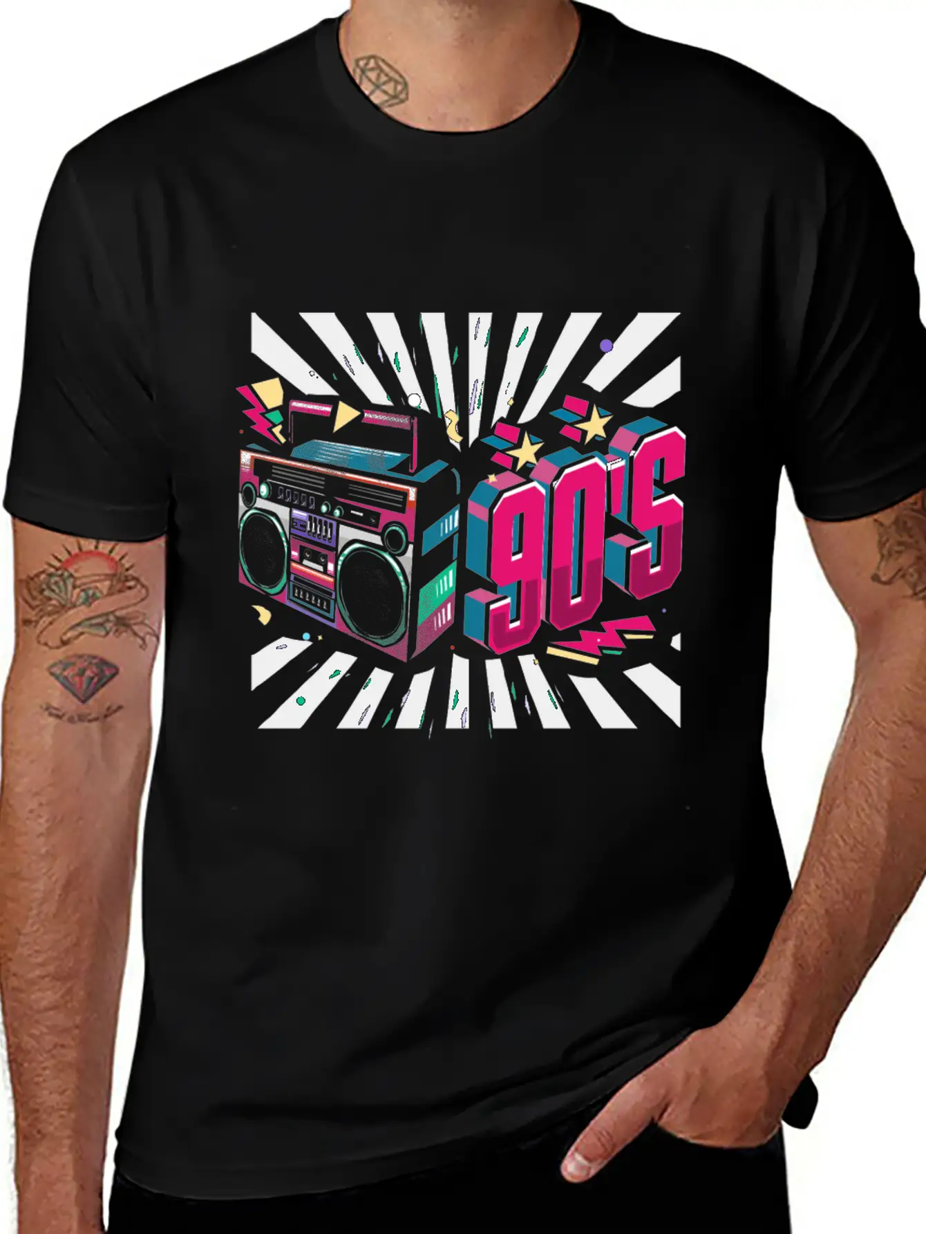 90s Neon Rubic Cube Cassette Tape Soft Cotton Short Sleeve Tee – Unisex Wardrobe Staple