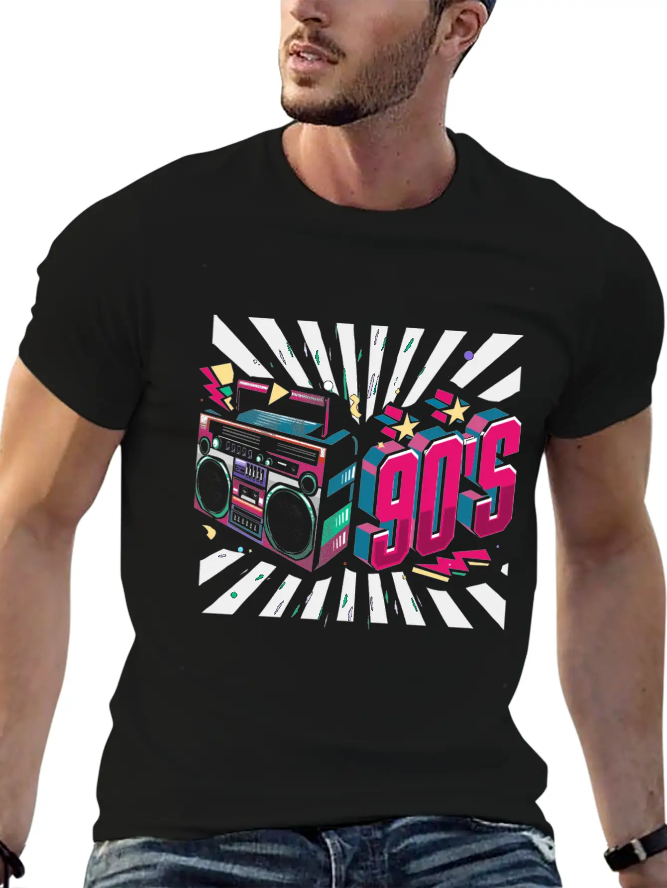 90s Neon Rubic Cube Cassette Tape Soft Cotton Short Sleeve Tee – Unisex Wardrobe Staple