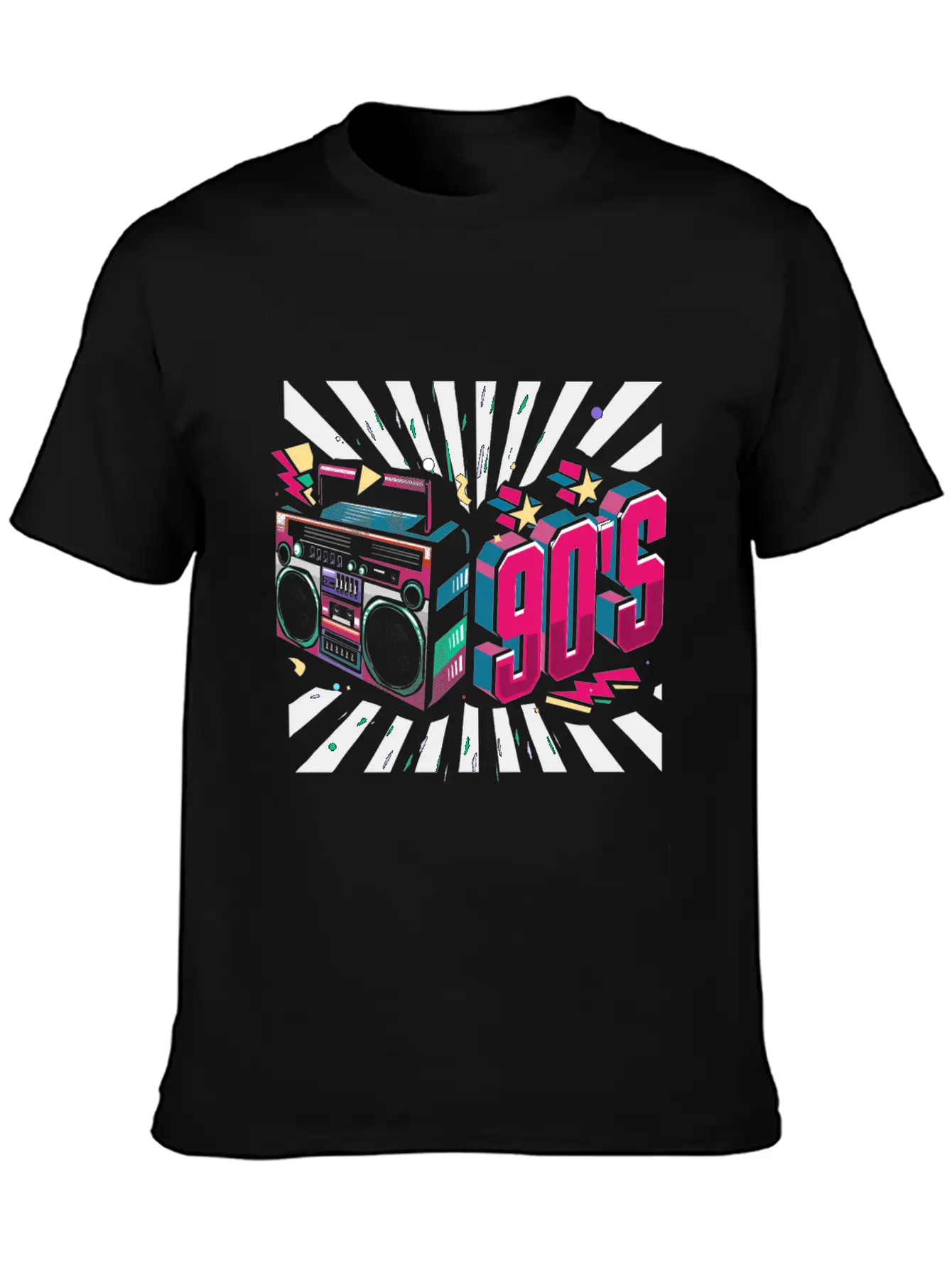 90s Neon Rubic Cube Cassette Tape Soft Cotton Short Sleeve Tee – Unisex Wardrobe Staple