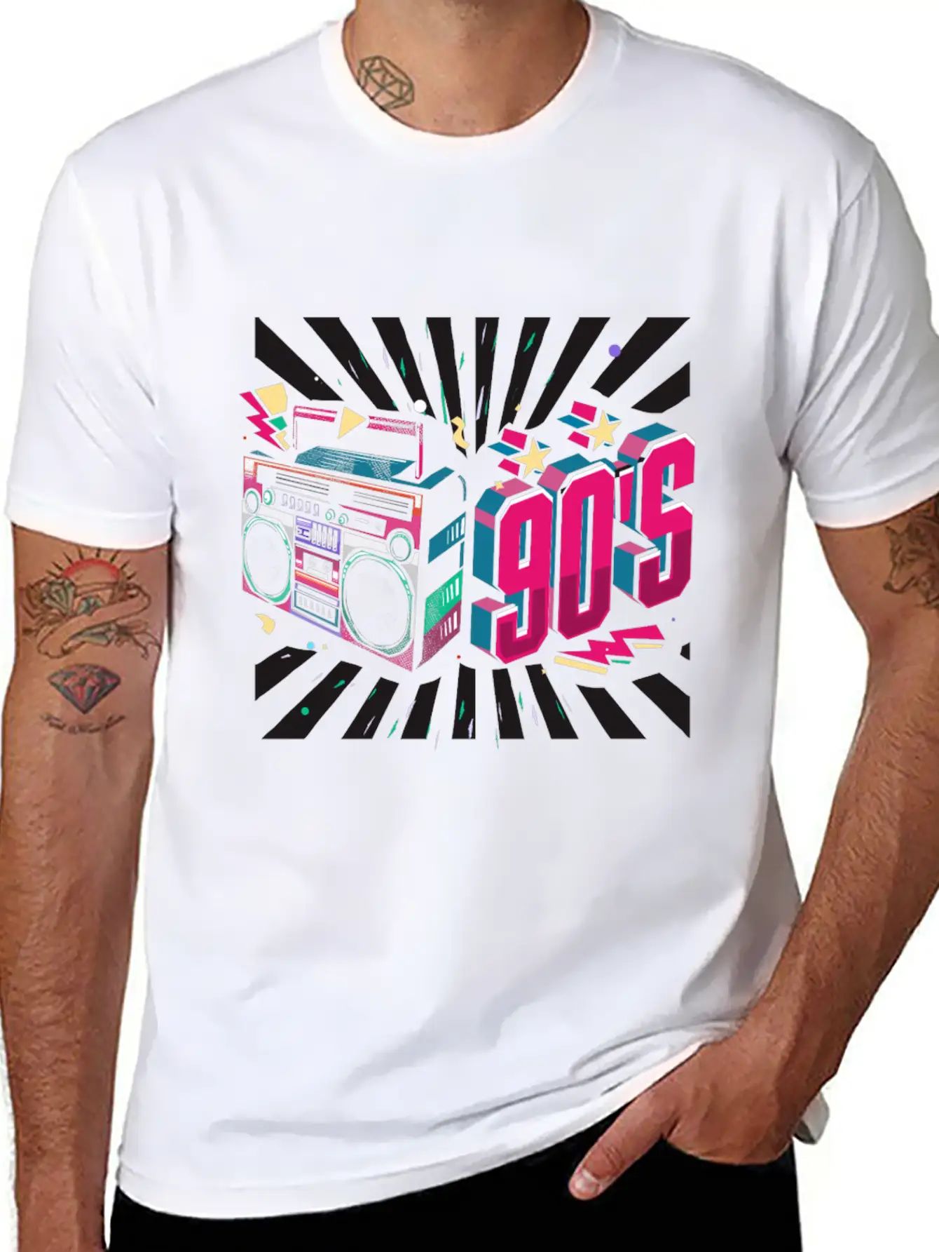 90s Neon Rubic Cube Cassette Tape Soft Cotton Short Sleeve Tee – Unisex Wardrobe Staple