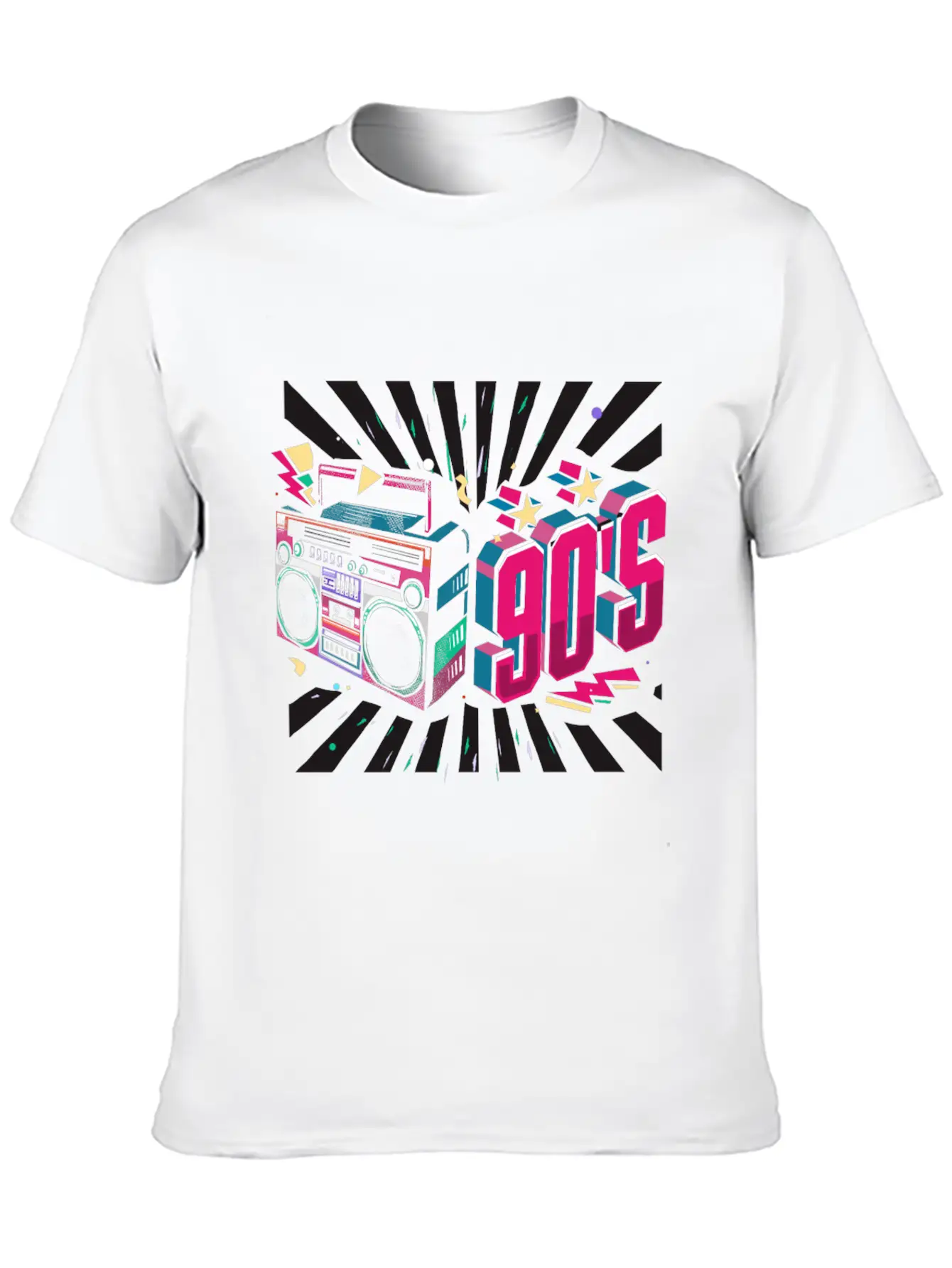 90s Neon Rubic Cube Cassette Tape Soft Cotton Short Sleeve Tee – Unisex Wardrobe Staple