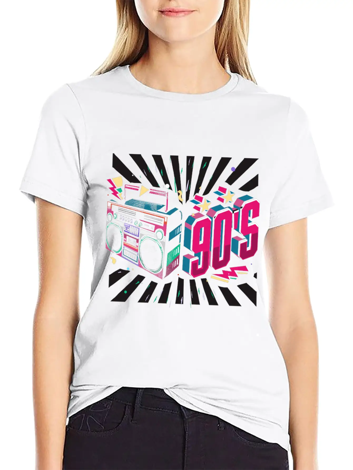 90s Neon Rubic Cube Cassette Tape Soft Cotton Short Sleeve Tee – Unisex Wardrobe Staple