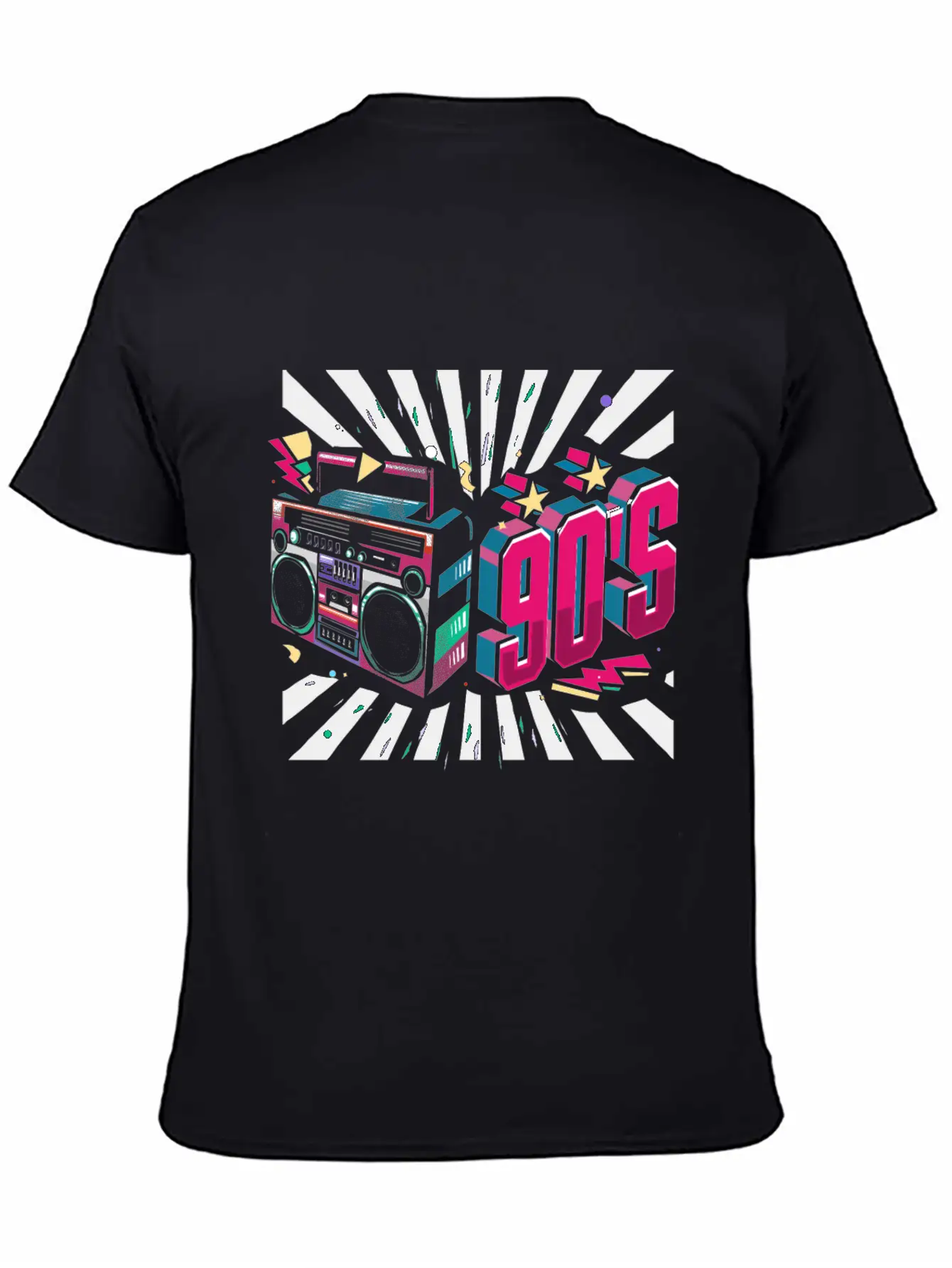 90s Neon Rubic Cube Cassette Tape Soft Cotton Short Sleeve Tee – Unisex Wardrobe Staple