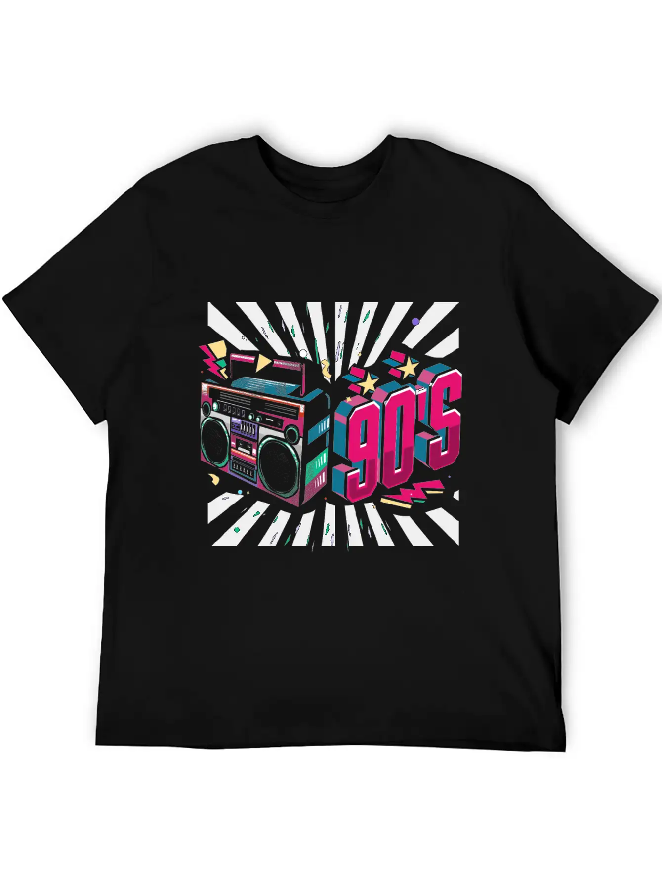 90s Neon Rubic Cube Cassette Tape Soft Cotton Short Sleeve Tee – Unisex Wardrobe Staple