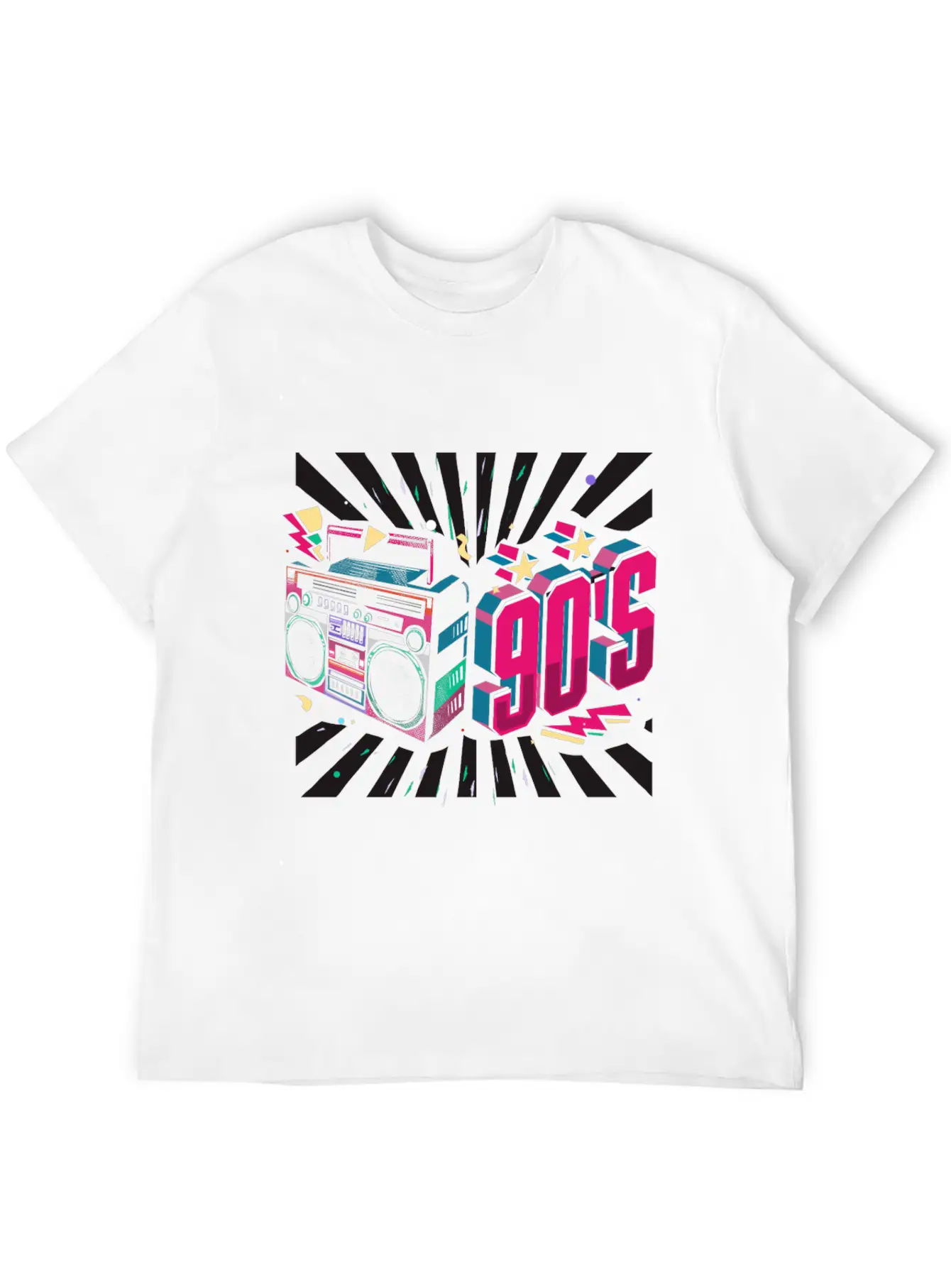 90s Neon Rubic Cube Cassette Tape Soft Cotton Short Sleeve Tee – Unisex Wardrobe Staple