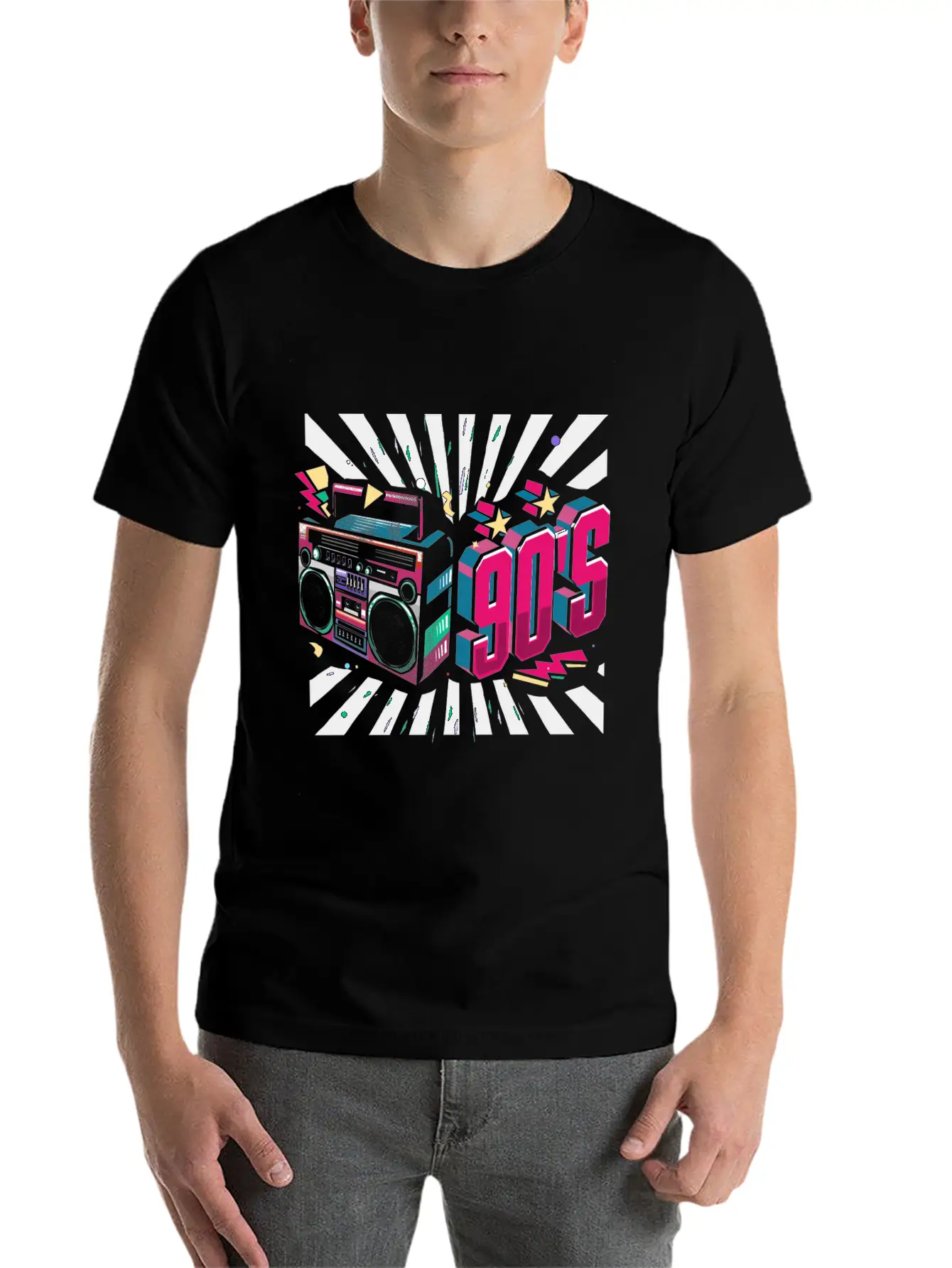 90s Neon Rubic Cube Cassette Tape Soft Cotton Short Sleeve Tee – Unisex Wardrobe Staple