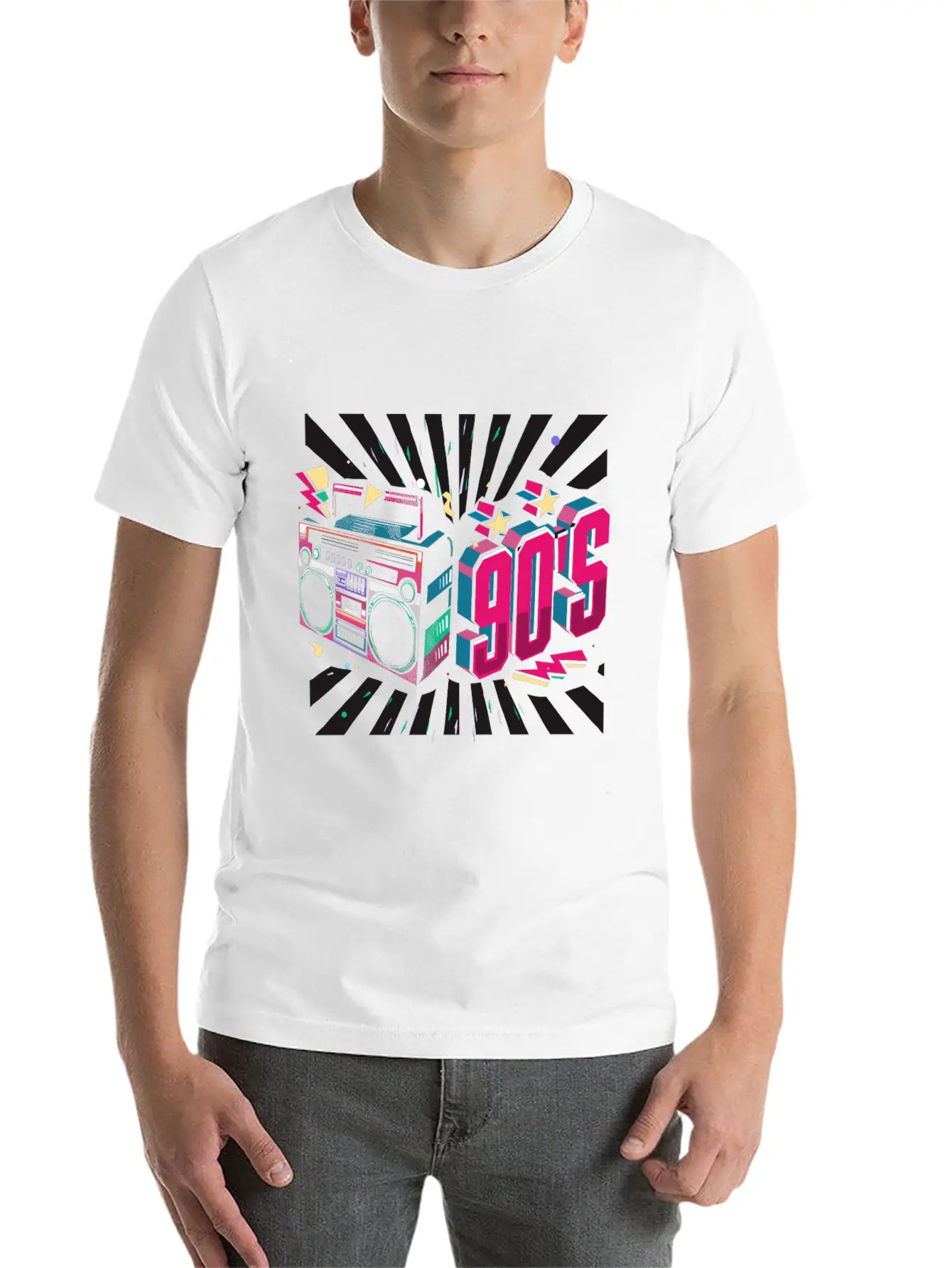 90s Neon Rubic Cube Cassette Tape Soft Cotton Short Sleeve Tee – Unisex Wardrobe Staple