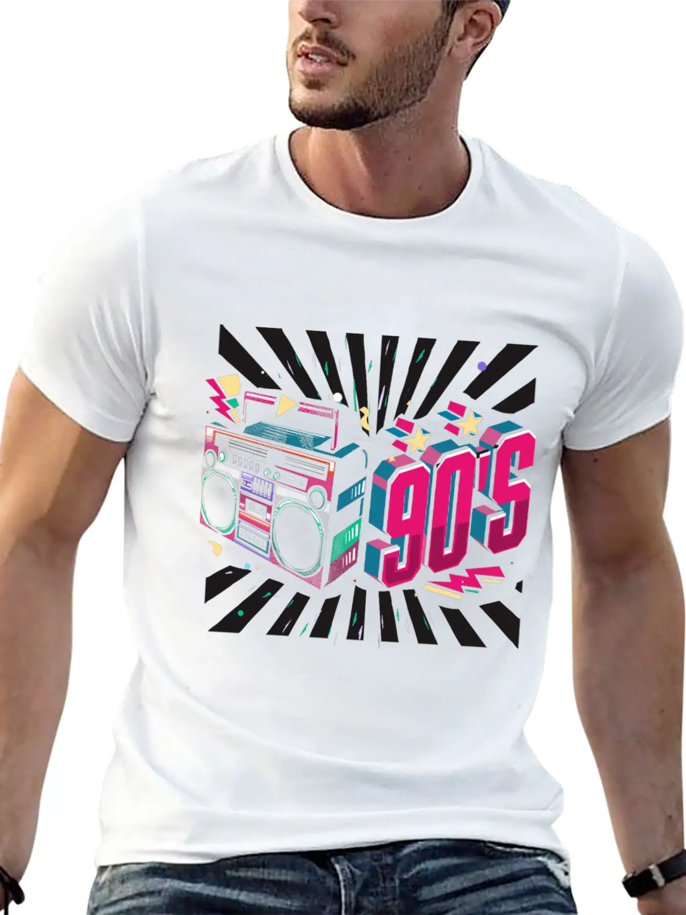 90s Neon Rubic Cube Cassette Tape Soft Cotton Short Sleeve Tee – Unisex Wardrobe Staple