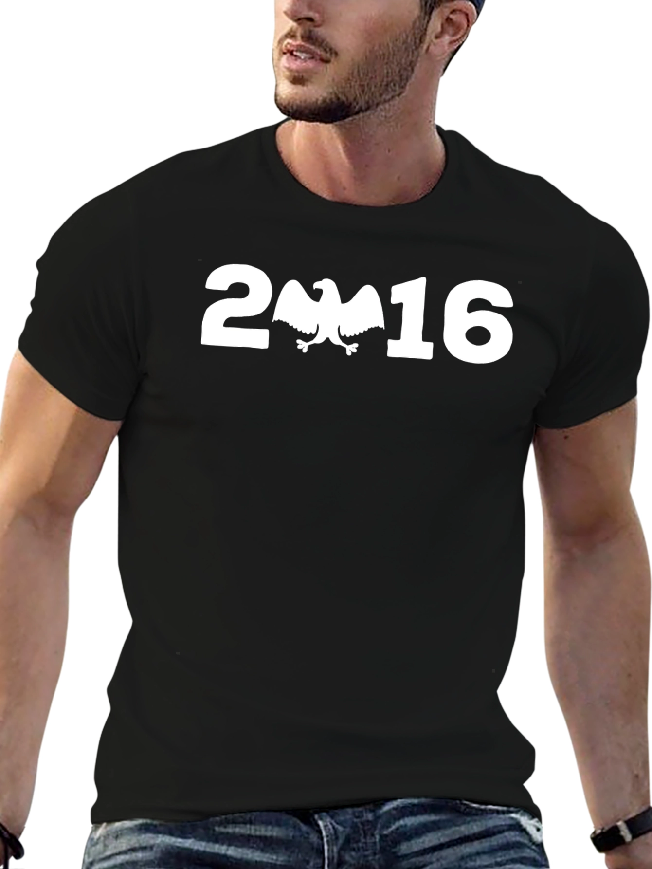 2016 Eagle Graphic Print Black T-Shirt
