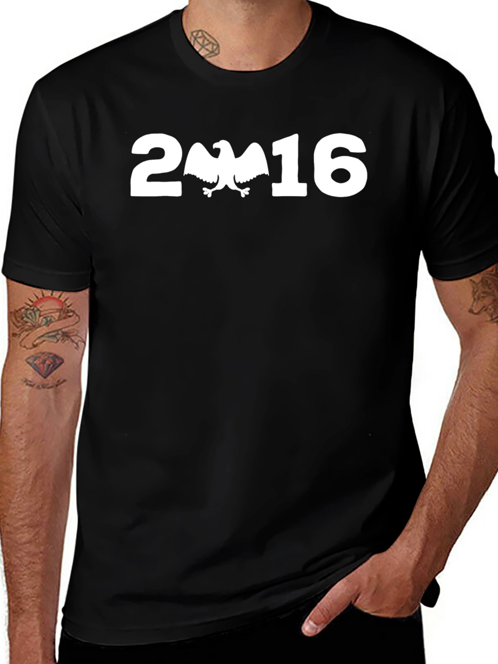 2016 Eagle Graphic Print Black T-Shirt
