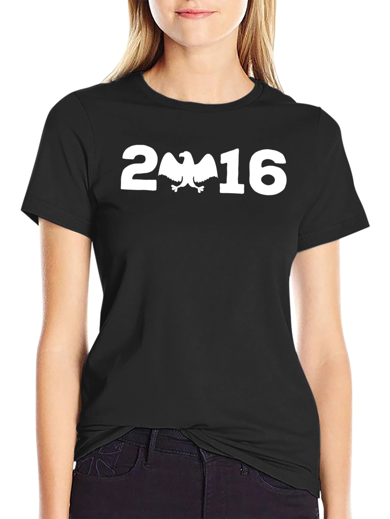 2016 Eagle Graphic Print Black T-Shirt