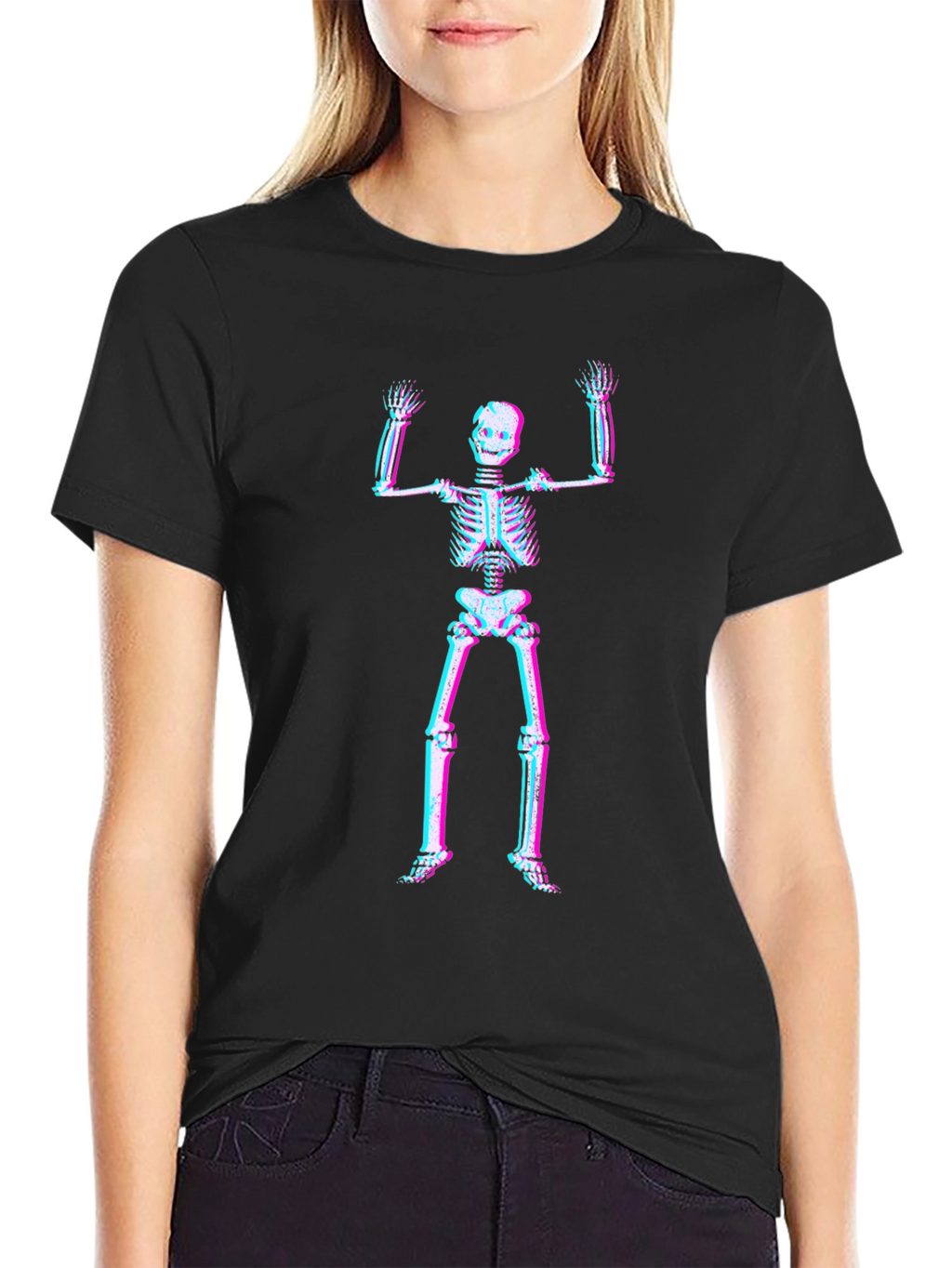 3D Skeleton Graphic Tee - Black