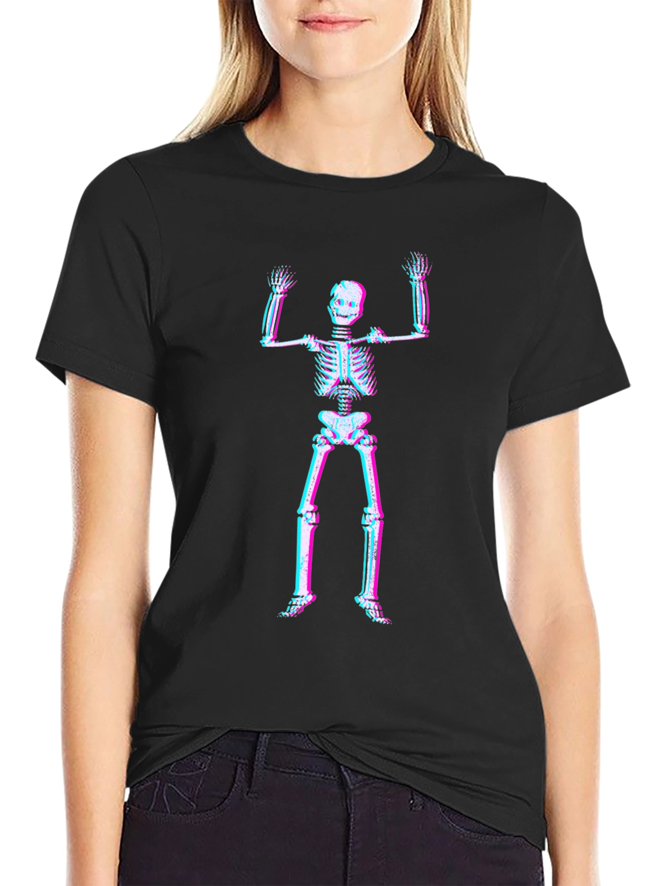 3D Skeleton Graphic Tee - Black