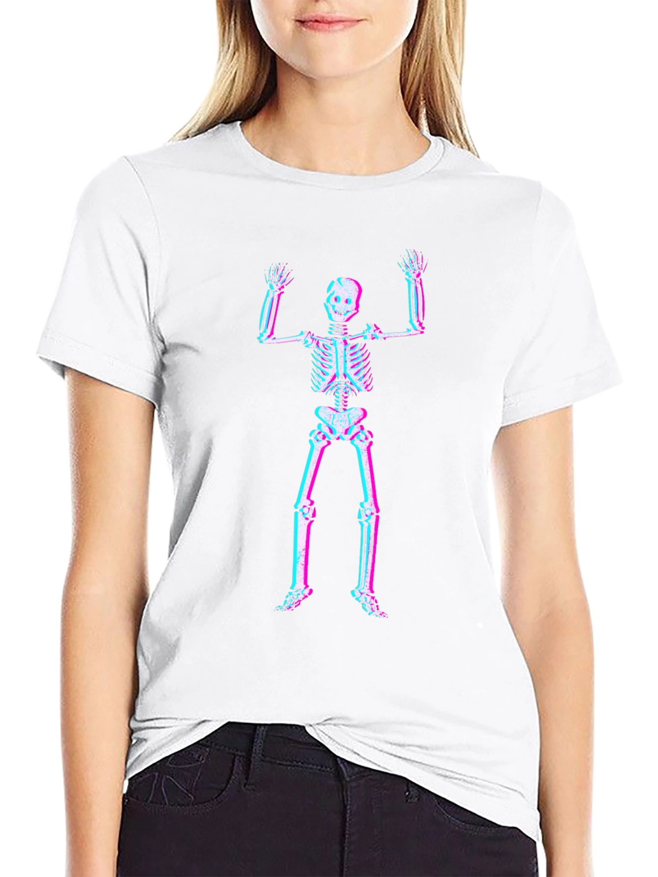 3D Skeleton Graphic Tee - Black