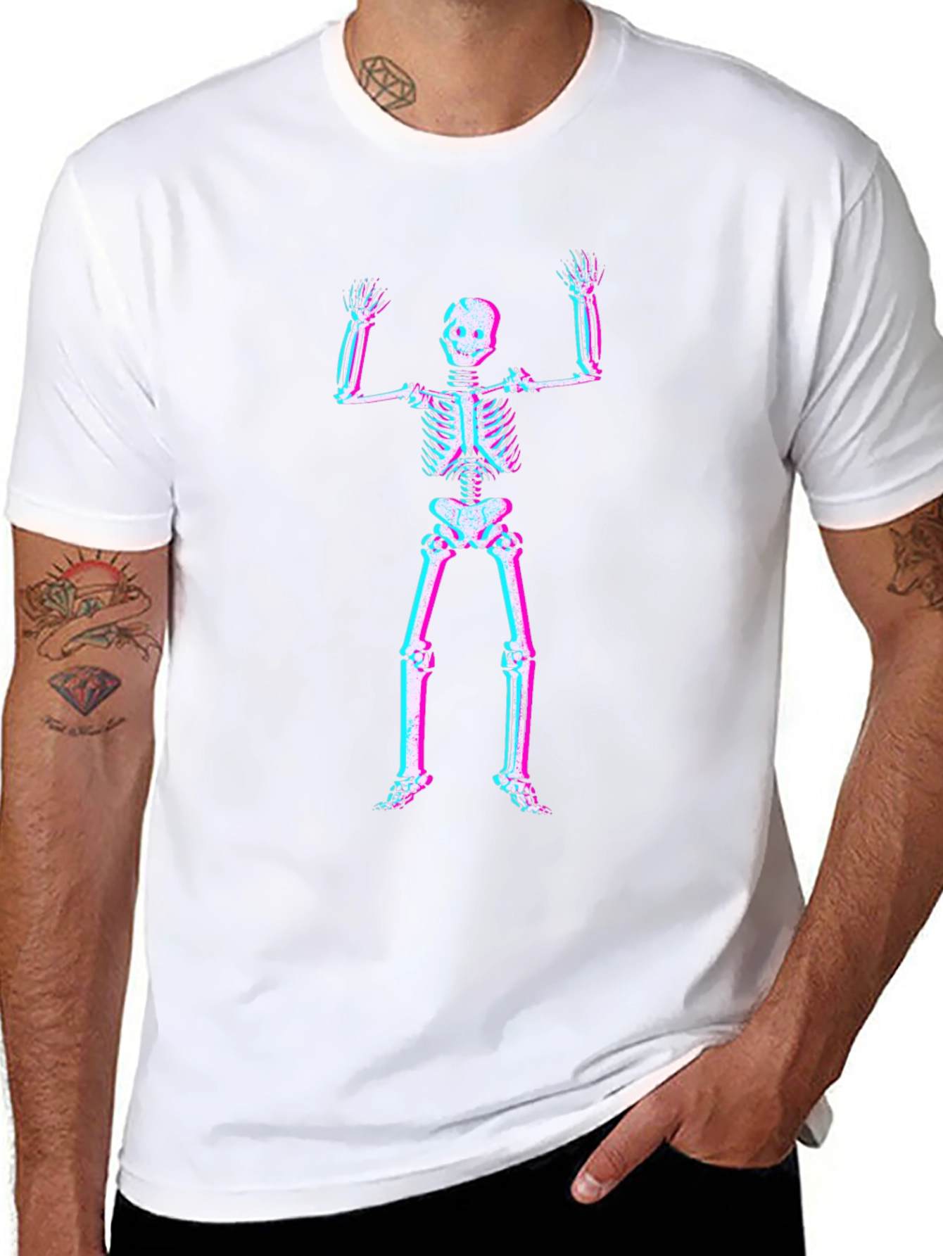 3D Skeleton Graphic Tee - Black