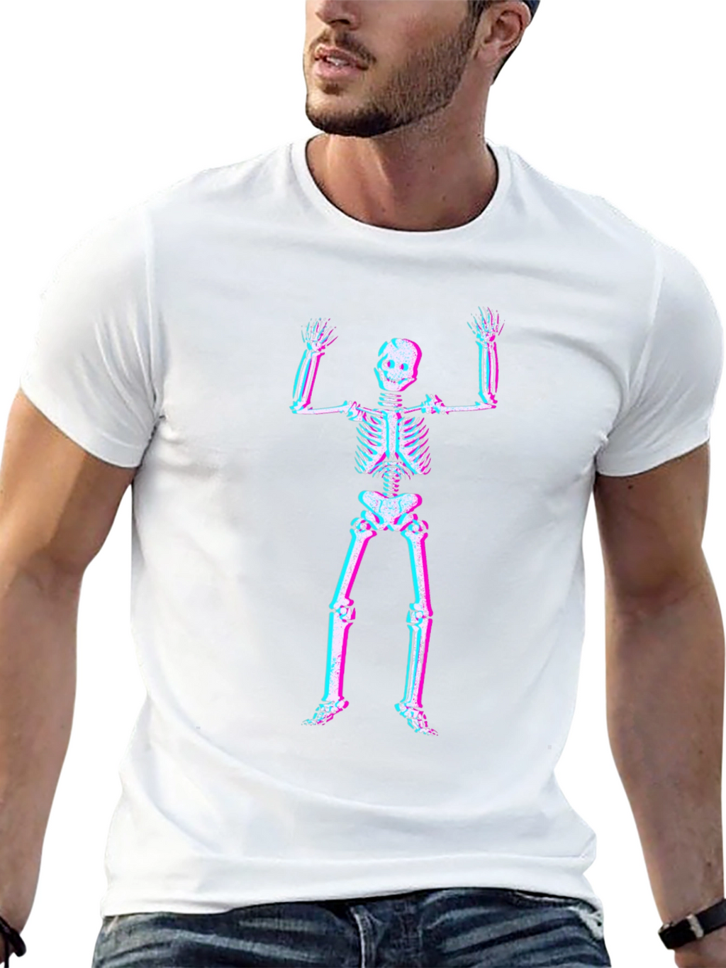 3D Skeleton Graphic Tee - Black