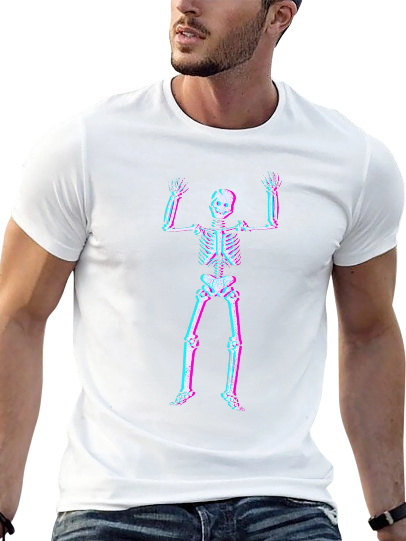 3D Skeleton Graphic Tee - Black