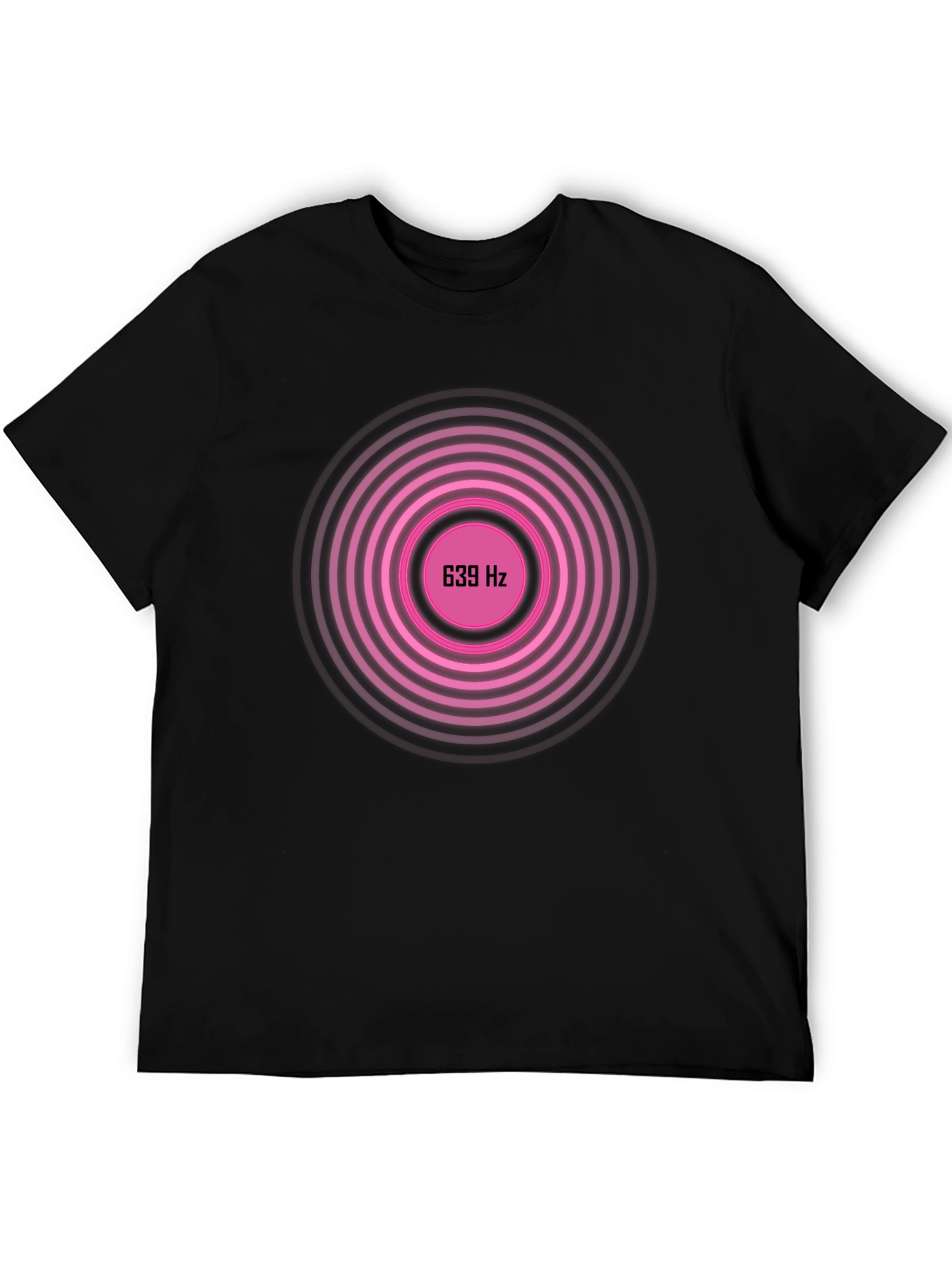 639 Hz Pink Circle Graphic Black T-Shirt