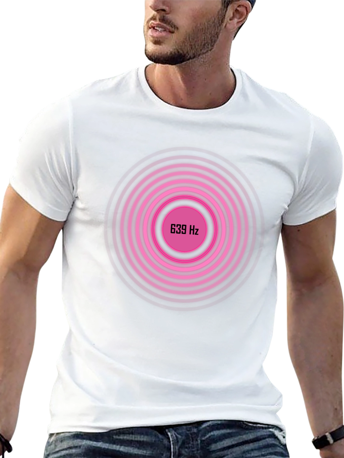 639 Hz Pink Circle Graphic Black T-Shirt