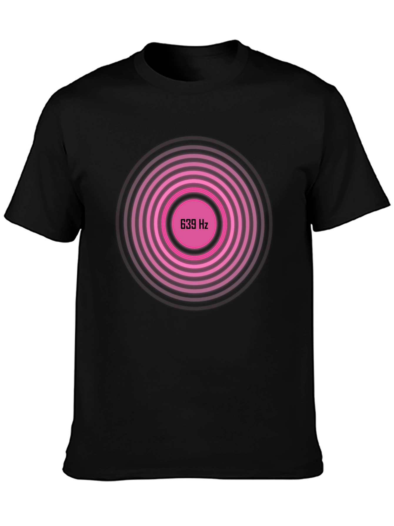639 Hz Pink Circle Graphic Black T-Shirt