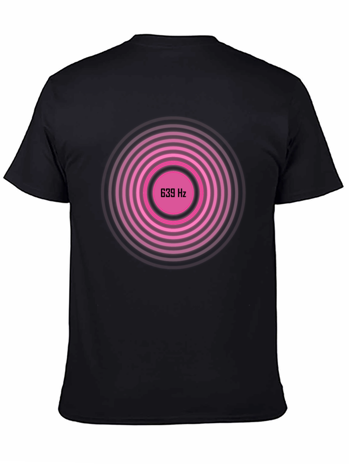 639 Hz Pink Circle Graphic Black T-Shirt