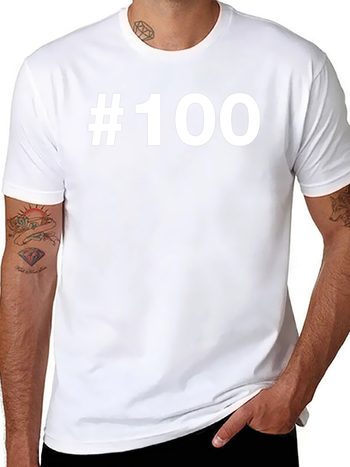 #100 Graphic Tee - Black Cotton Crew Neck T-Shirt