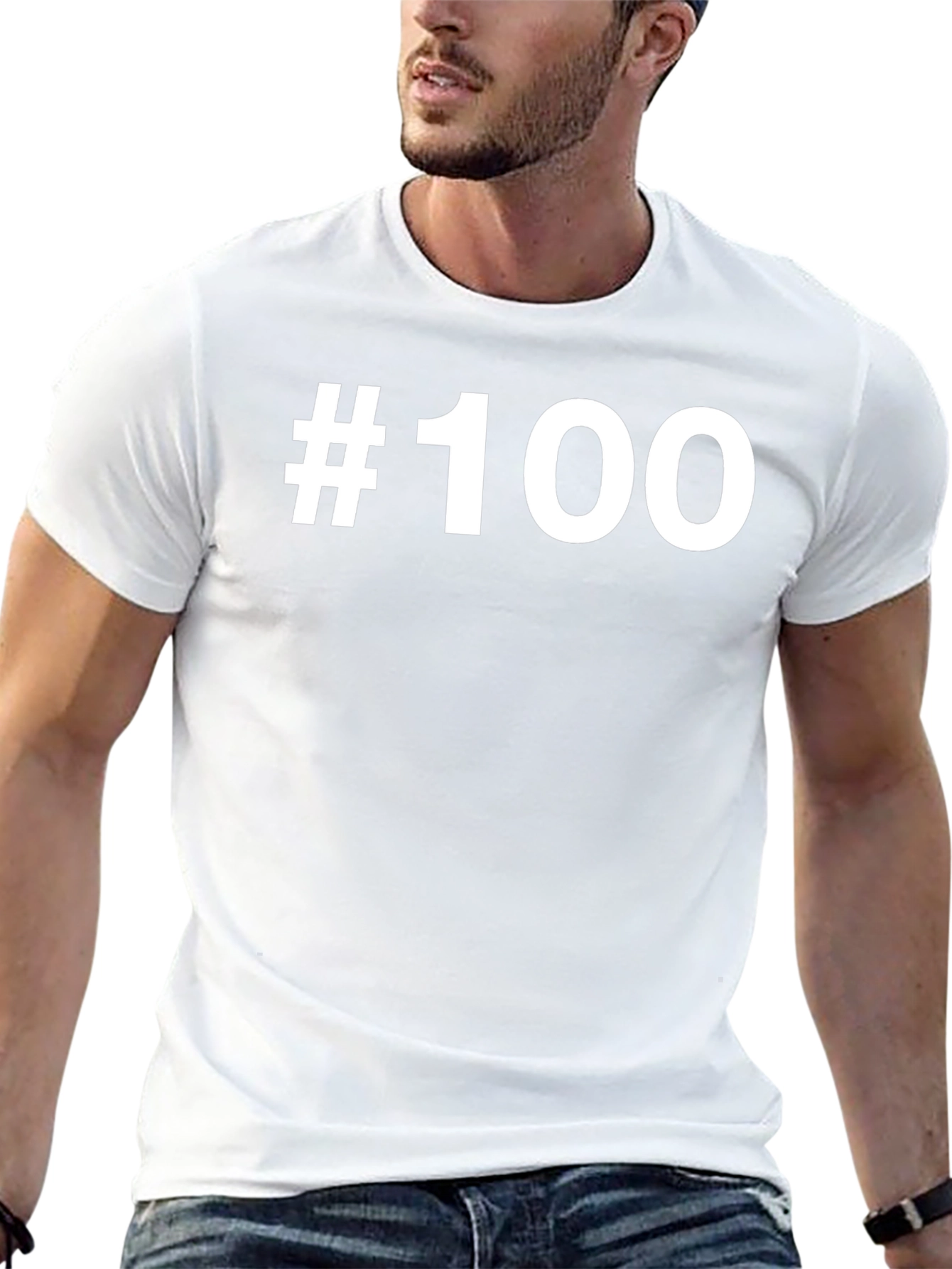 #100 Graphic Tee - Black Cotton Crew Neck T-Shirt