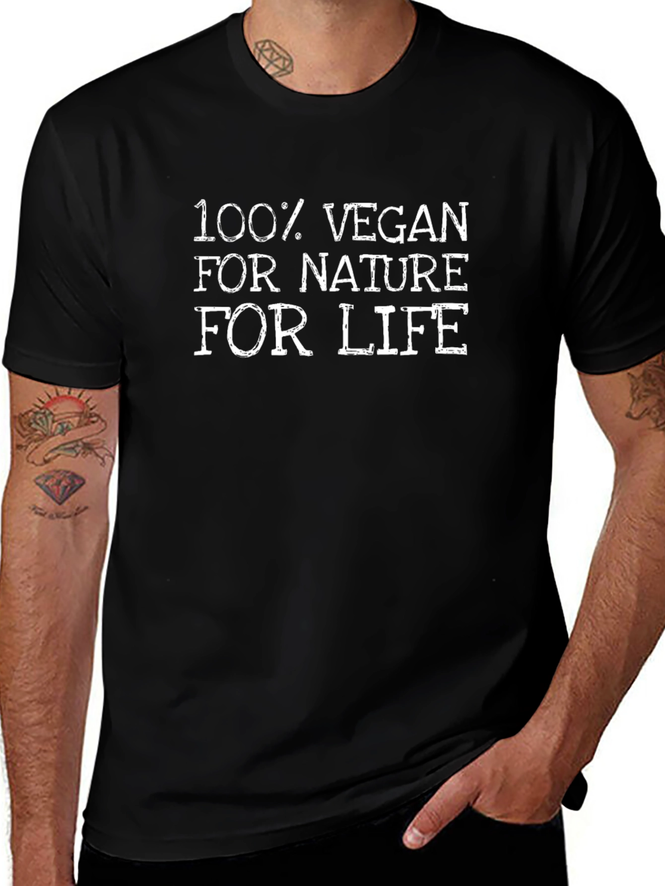 100% Vegan Nature Life Black T-Shirt
