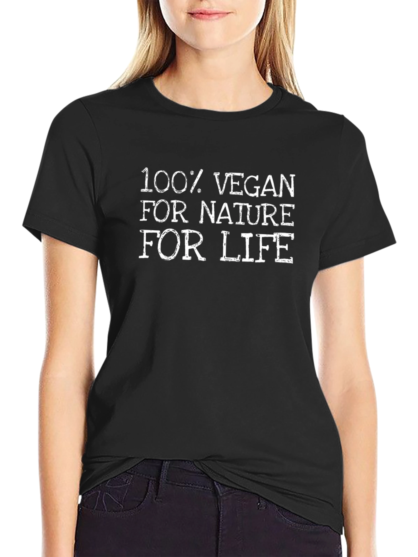 100% Vegan Nature Life Black T-Shirt