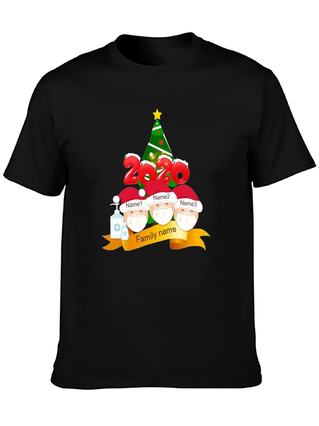 2020 Family Christmas T-Shirt Masked Characters