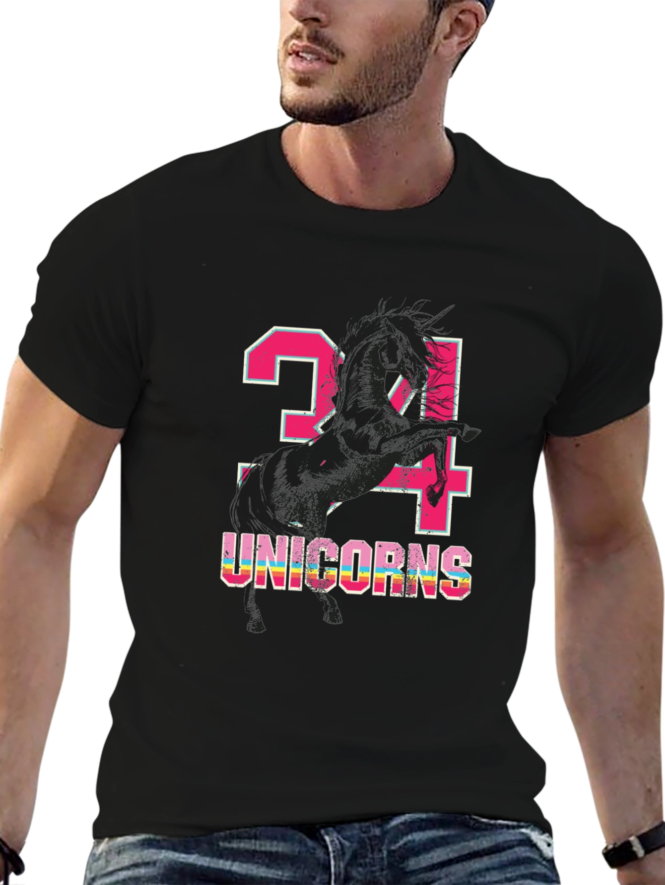 24 Unicorns Graphic T-Shirt Black