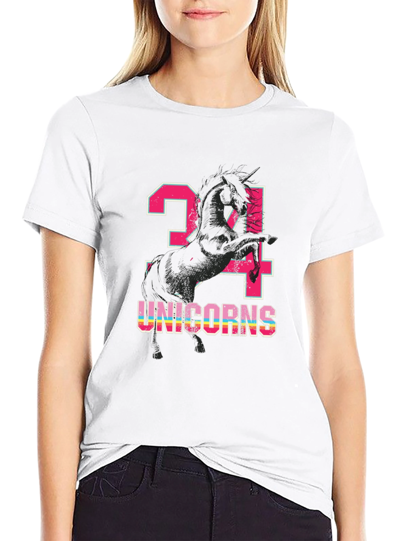 24 Unicorns Graphic T-Shirt Black