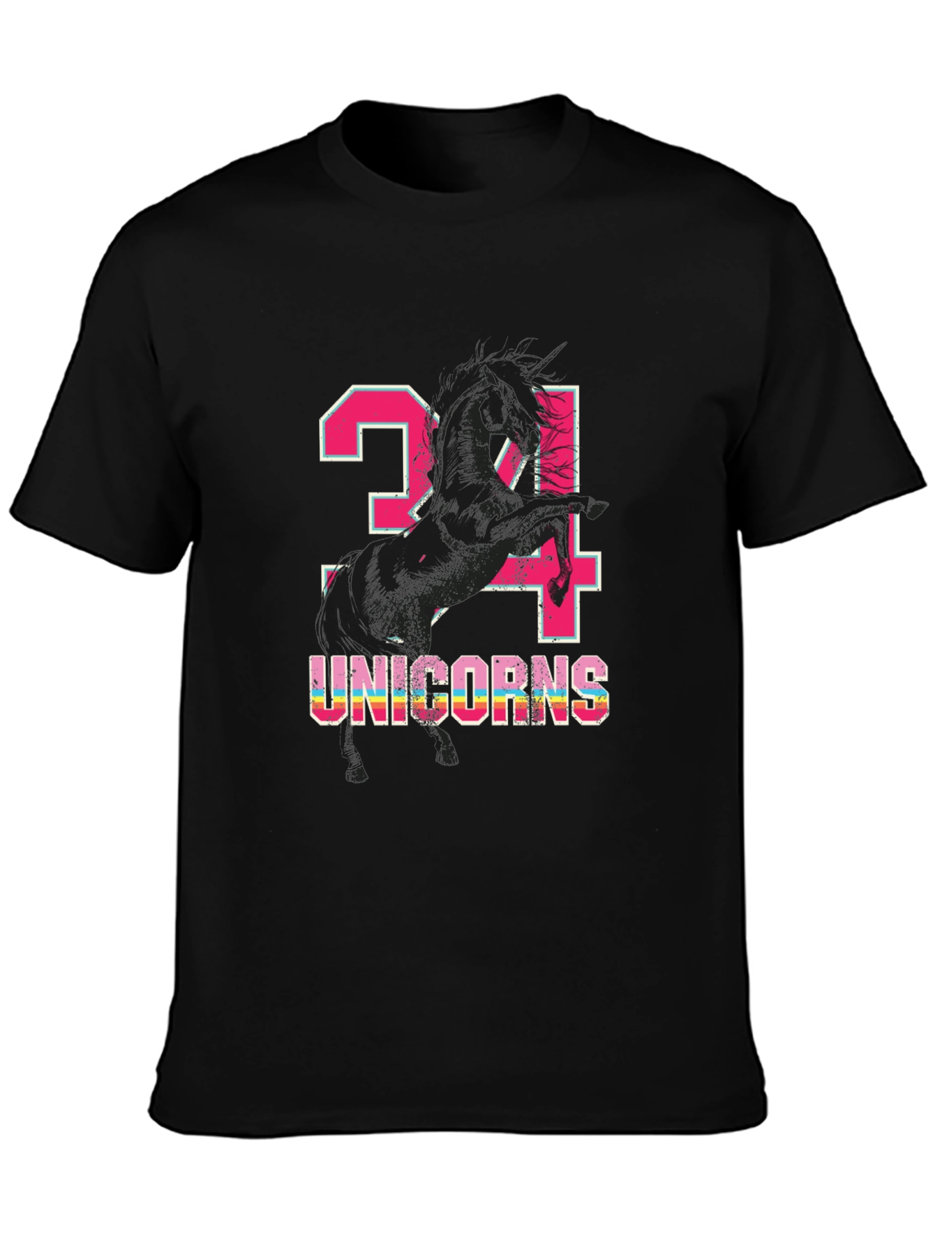 24 Unicorns Graphic T-Shirt Black