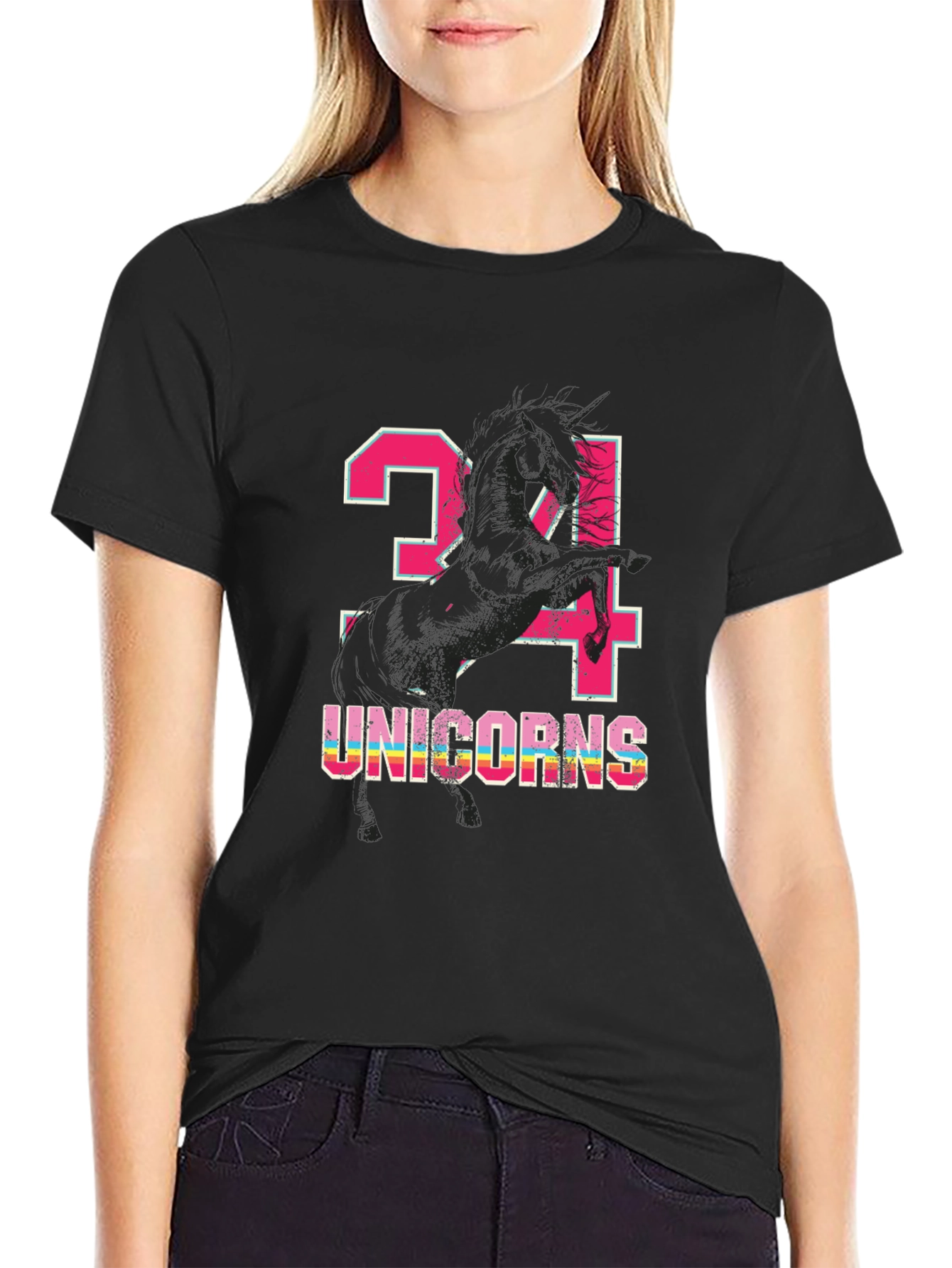 24 Unicorns Graphic T-Shirt Black