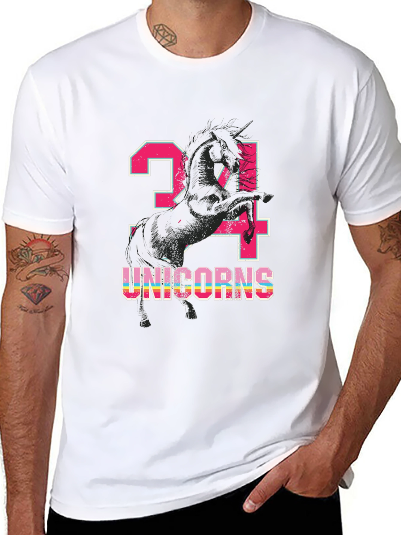 24 Unicorns Graphic T-Shirt Black